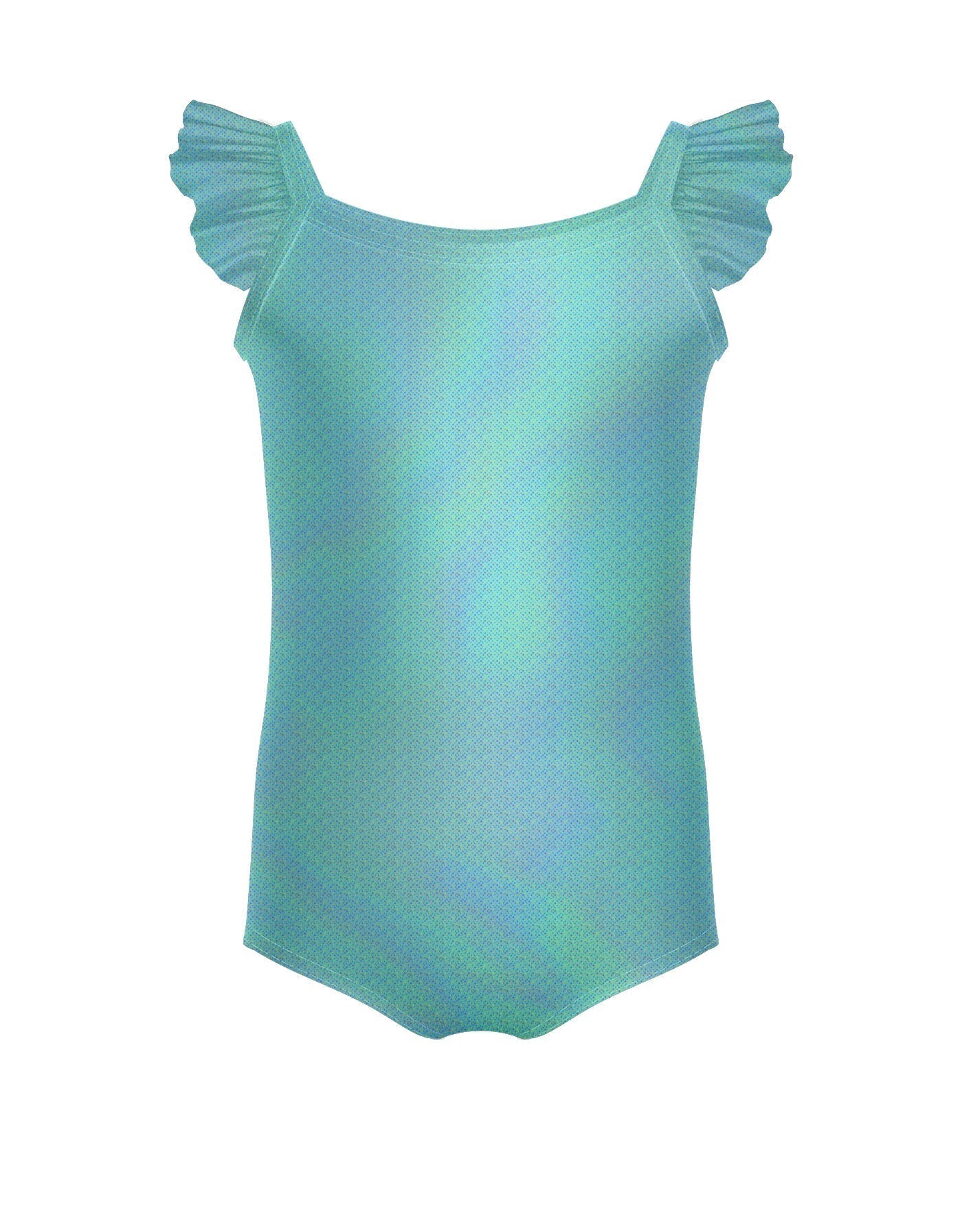 Solid Hologram Cami Leotard with Flutter Sleeves