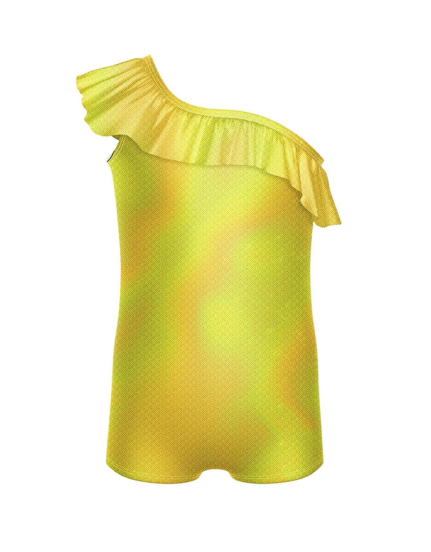 Solid Hologram One Shoulder Biketard with Ruffle