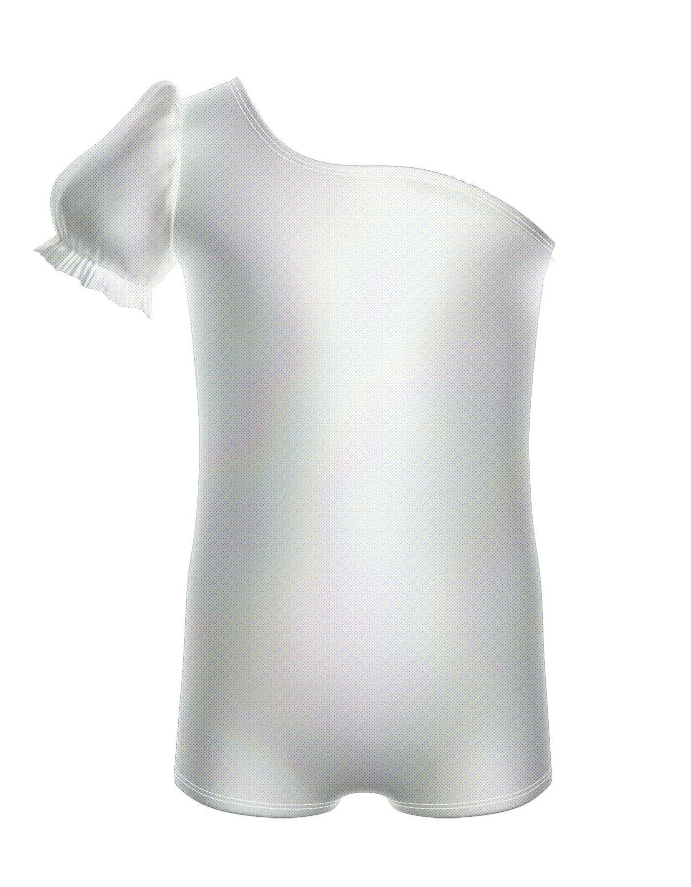 Solid Hologram One Shoulder Puff Sleeve Biketard