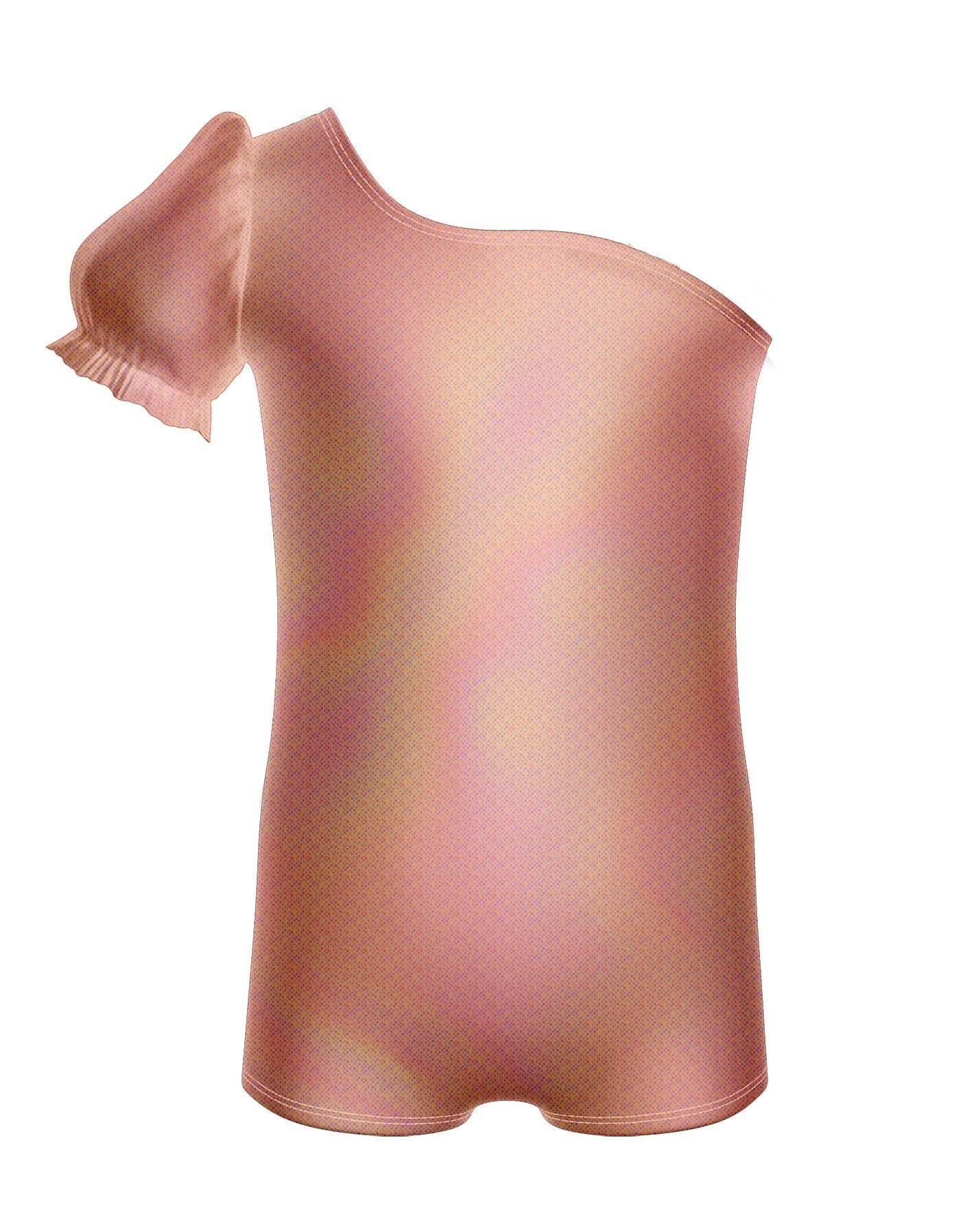 Solid Hologram One Shoulder Puff Sleeve Biketard