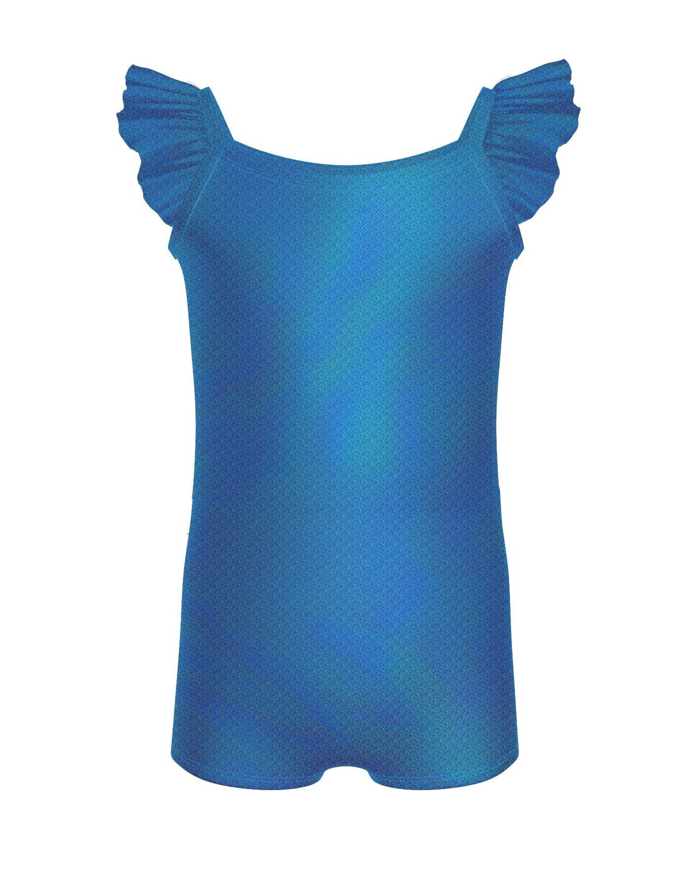 Solid Hologram Cami Biketard with Flutter Sleeves