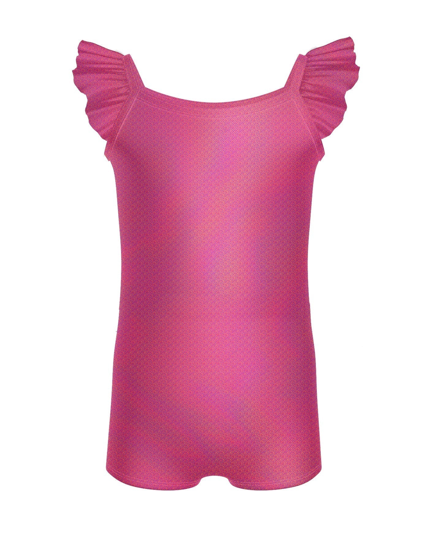 Solid Hologram Cami Biketard with Flutter Sleeves
