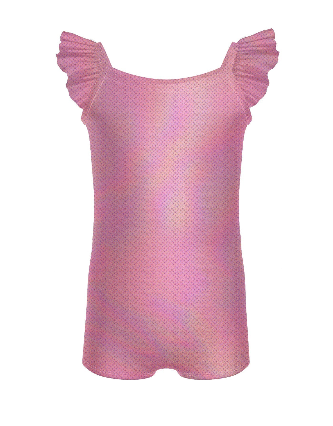 Solid Hologram Cami Biketard with Flutter Sleeves
