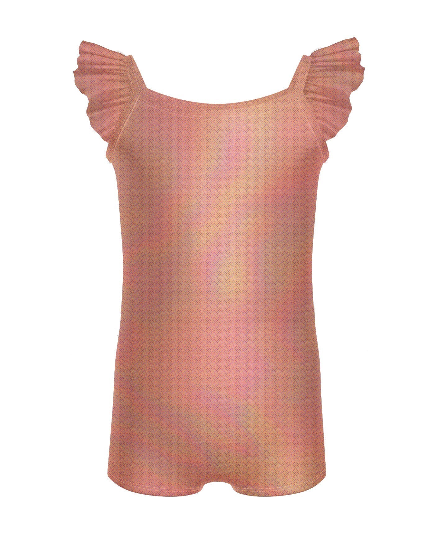 Solid Hologram Cami Biketard with Flutter Sleeves