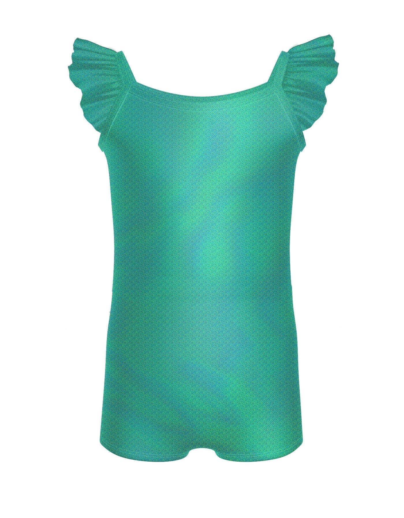 Solid Hologram Cami Biketard with Flutter Sleeves