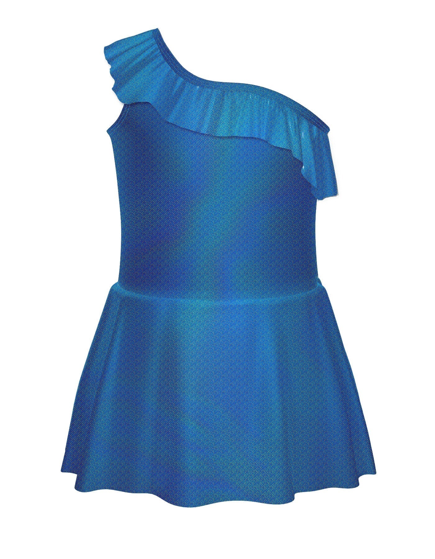 Solid Hologram One Shoulder Dress with Ruffle