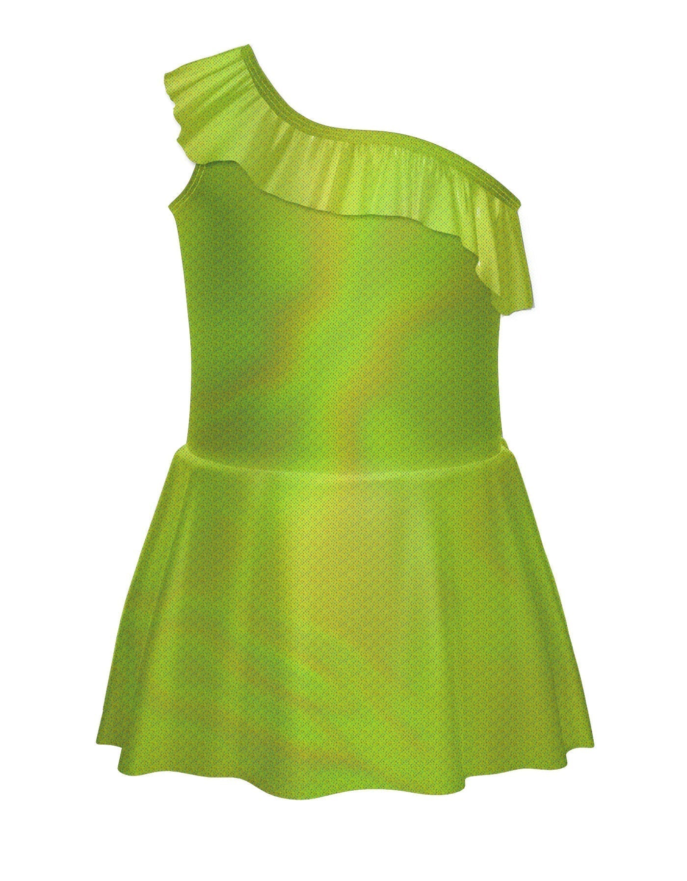 Solid Hologram One Shoulder Dress with Ruffle