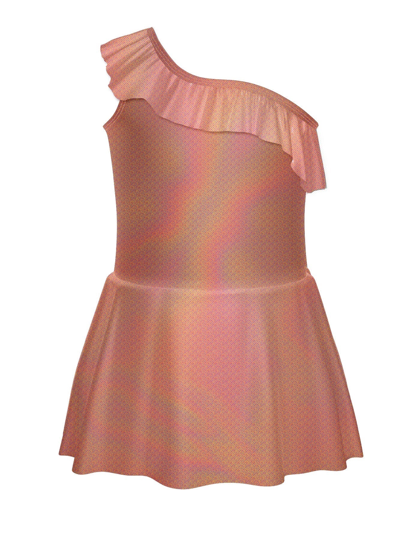 Solid Hologram One Shoulder Dress with Ruffle