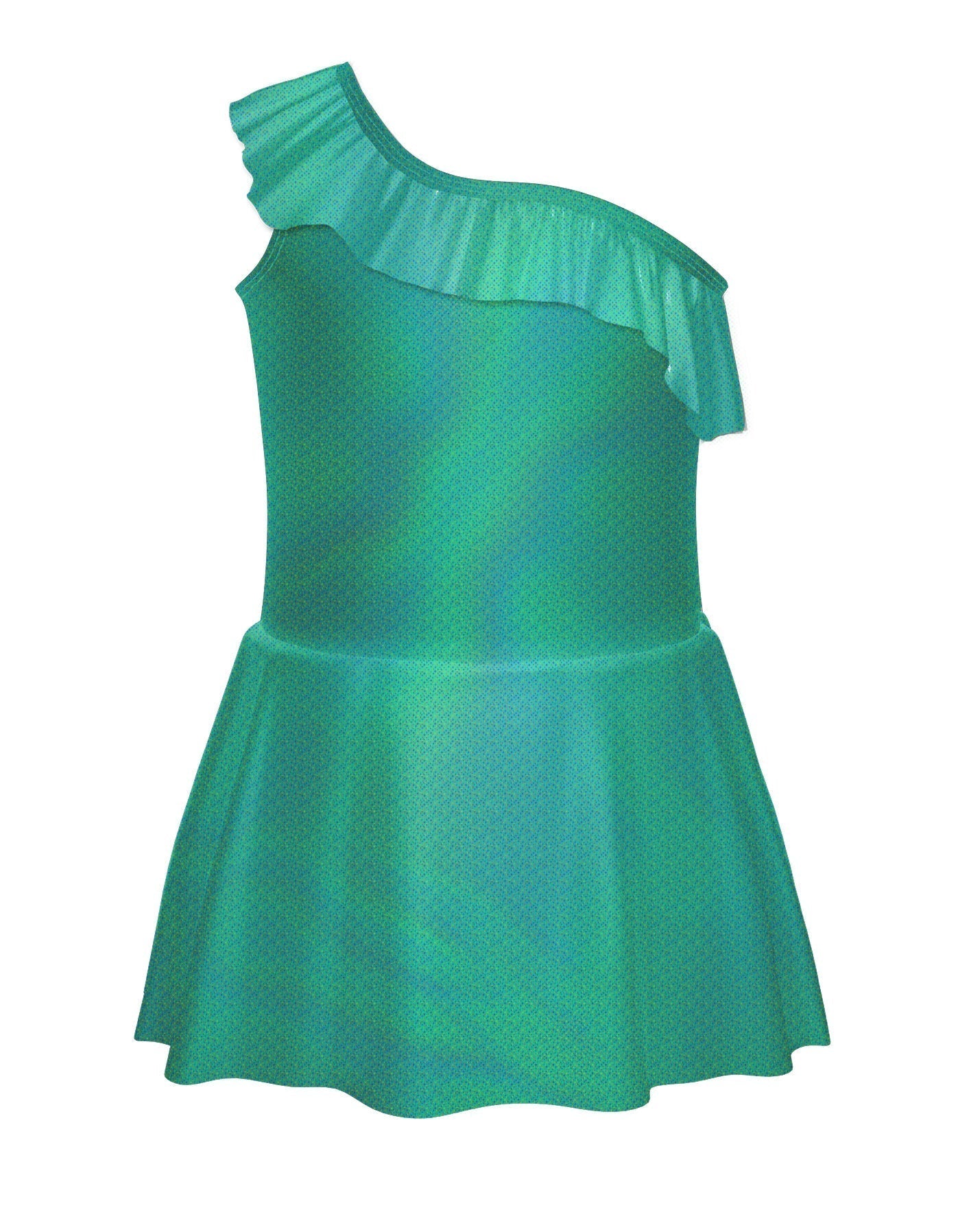 Solid Hologram One Shoulder Dress with Ruffle