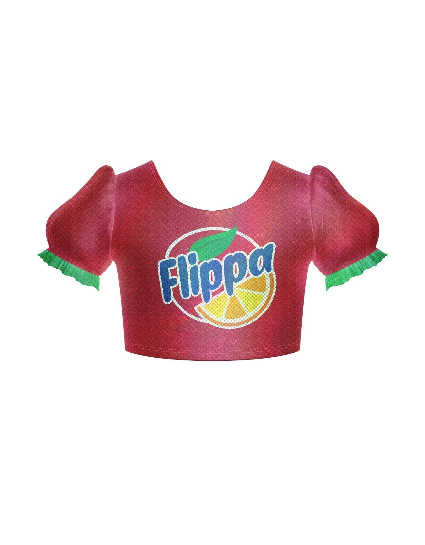 Orange Soda Puff Sleeve Crop Top