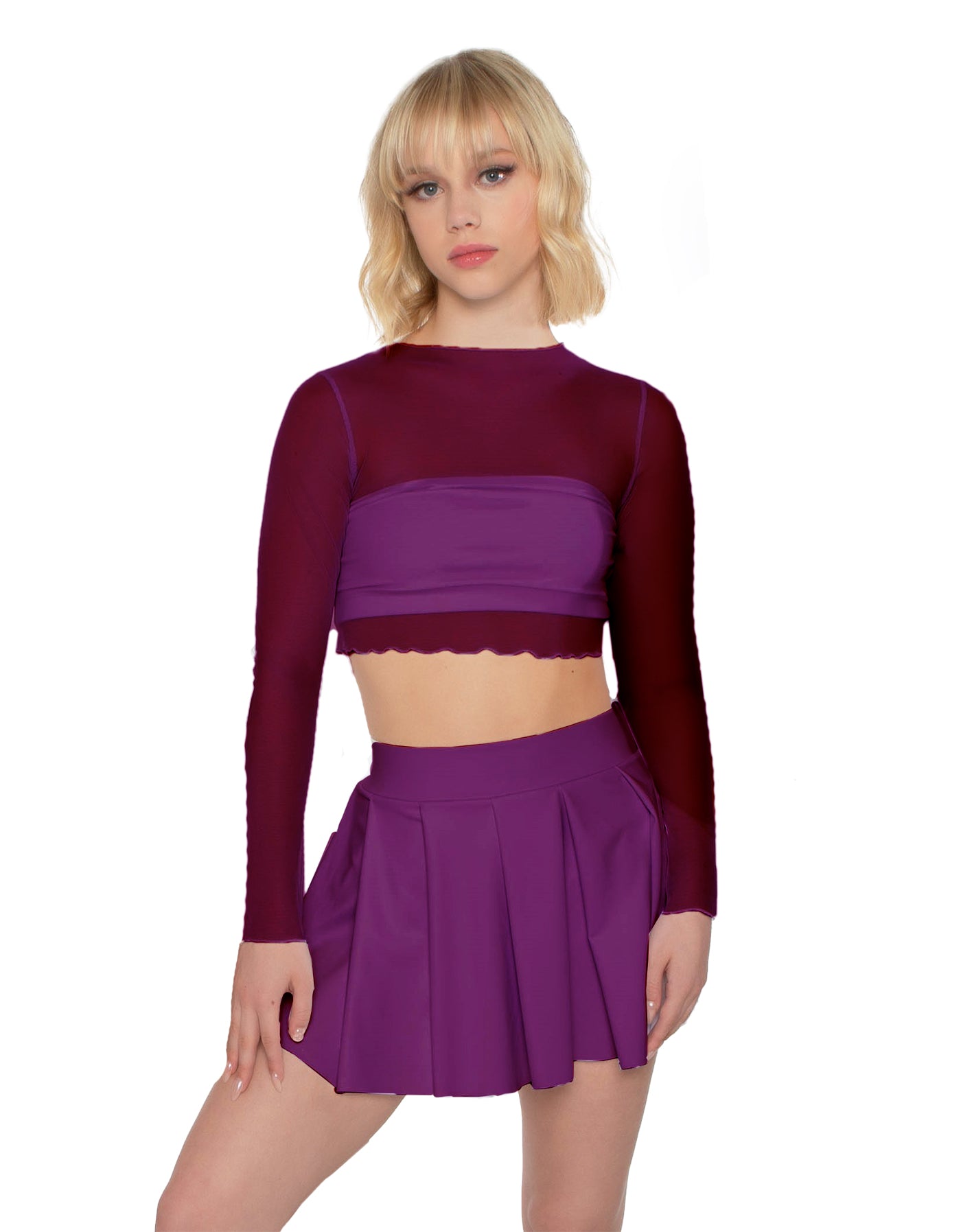 Solid Lycra Pleated Skirt with Panty