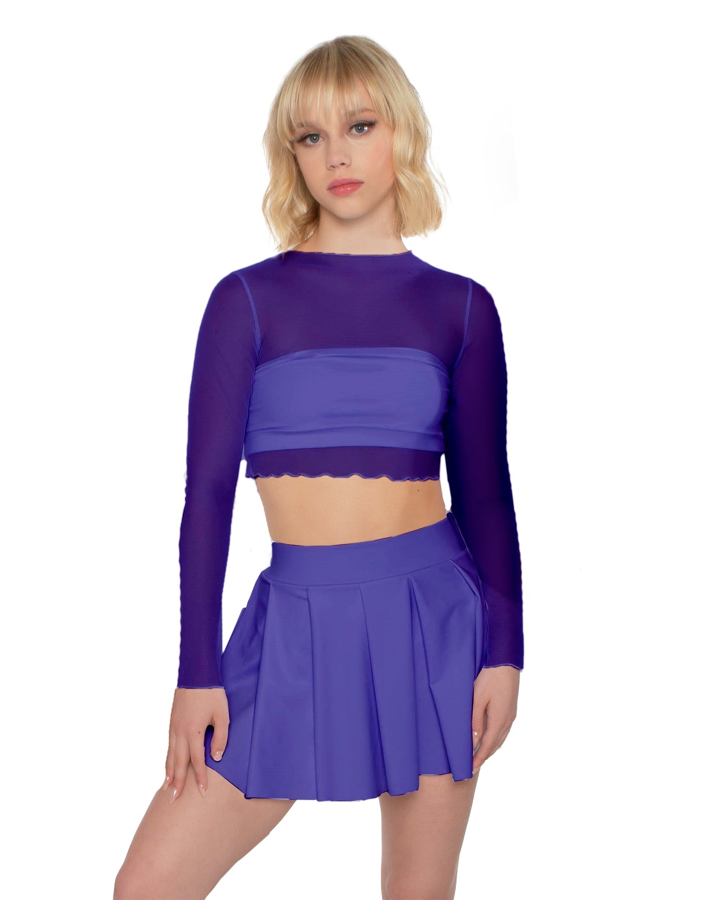 Solid Lycra Pleated Skirt with Panty