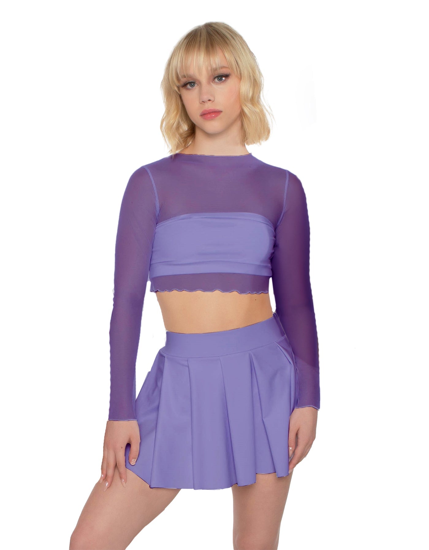 Solid Lycra Pleated Skirt with Panty