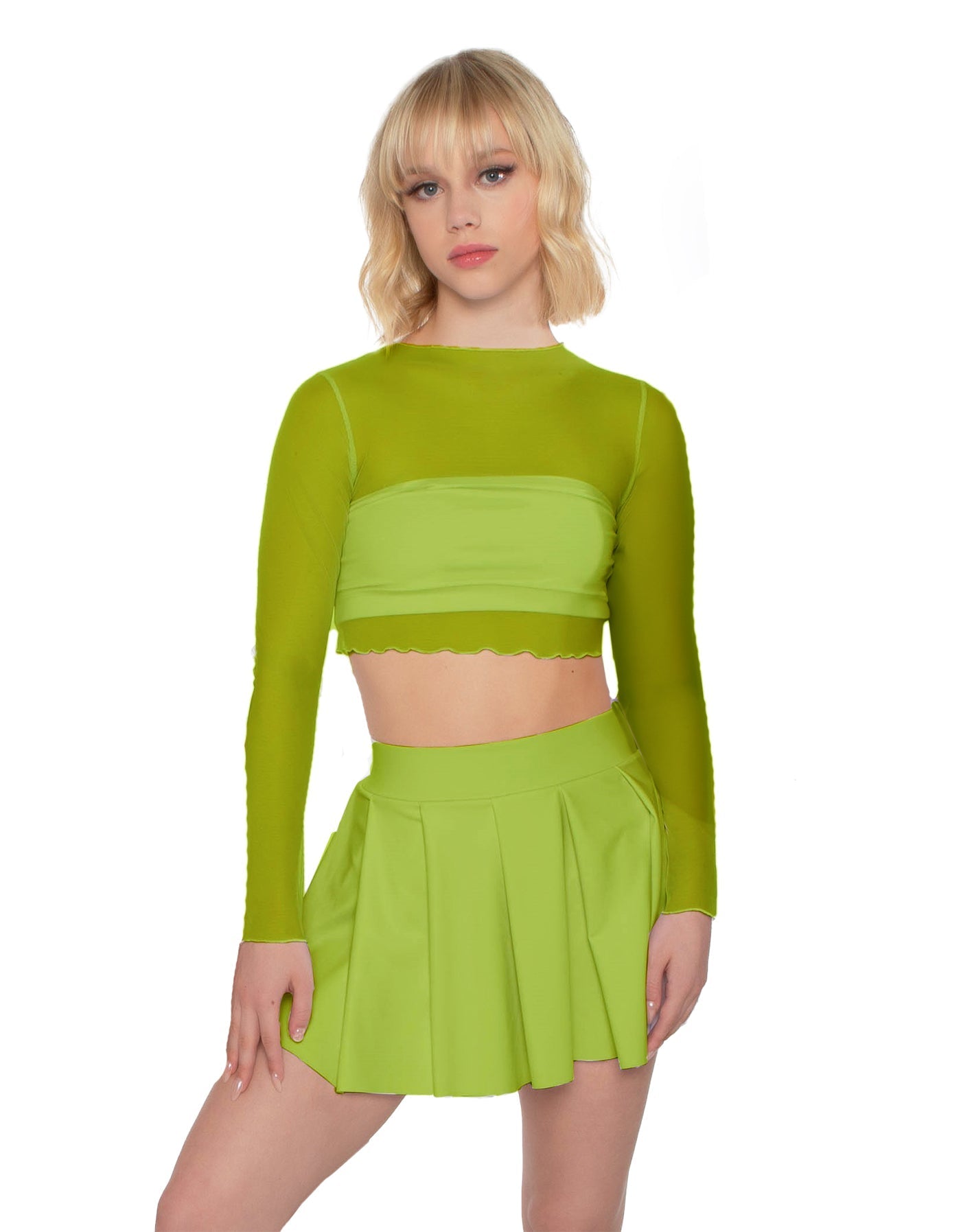 Solid Lycra Pleated Skirt with Panty
