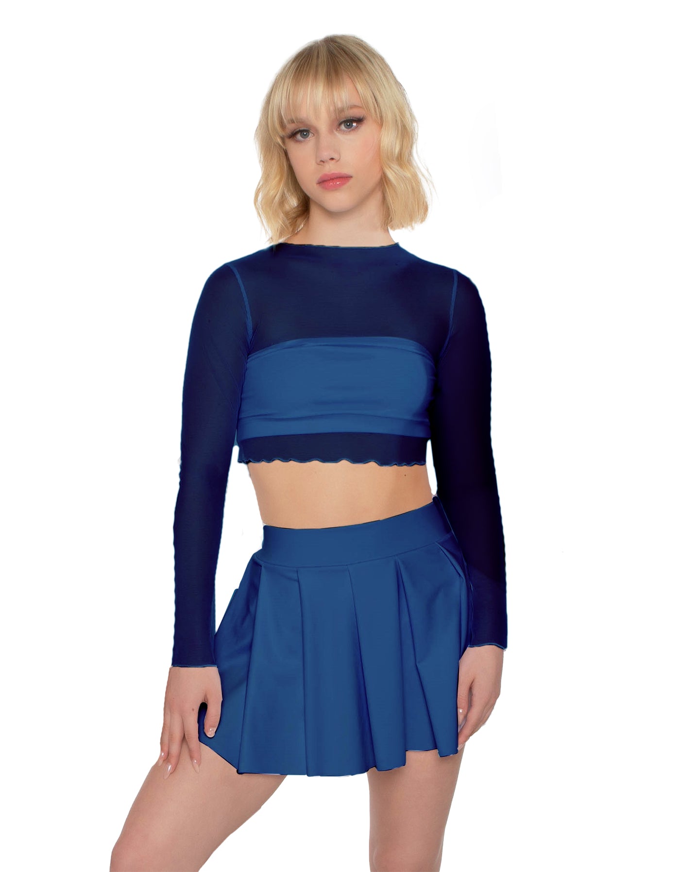 Solid Lycra Pleated Skirt with Panty