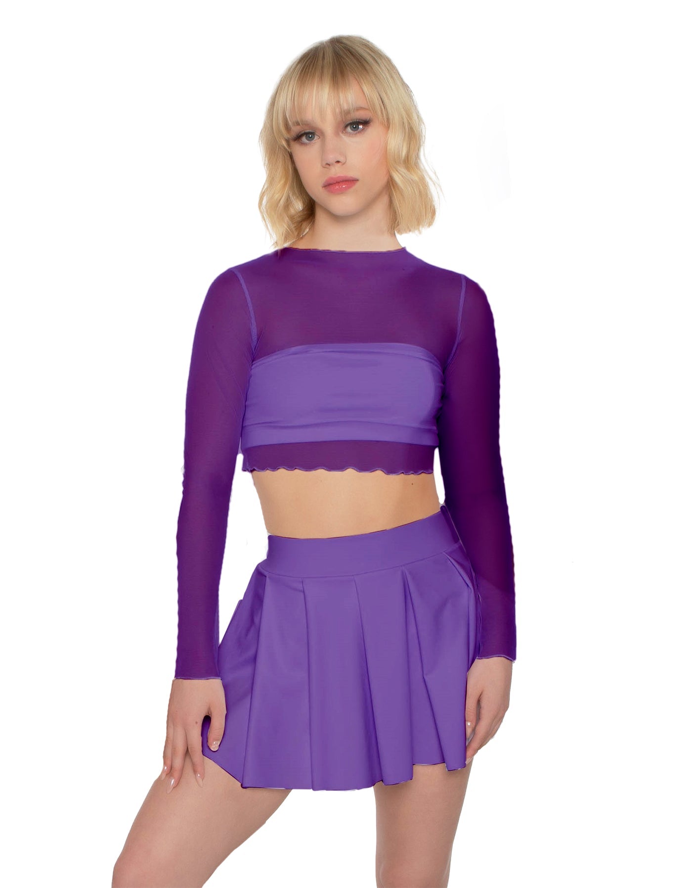 Solid Lycra Pleated Skirt with Panty