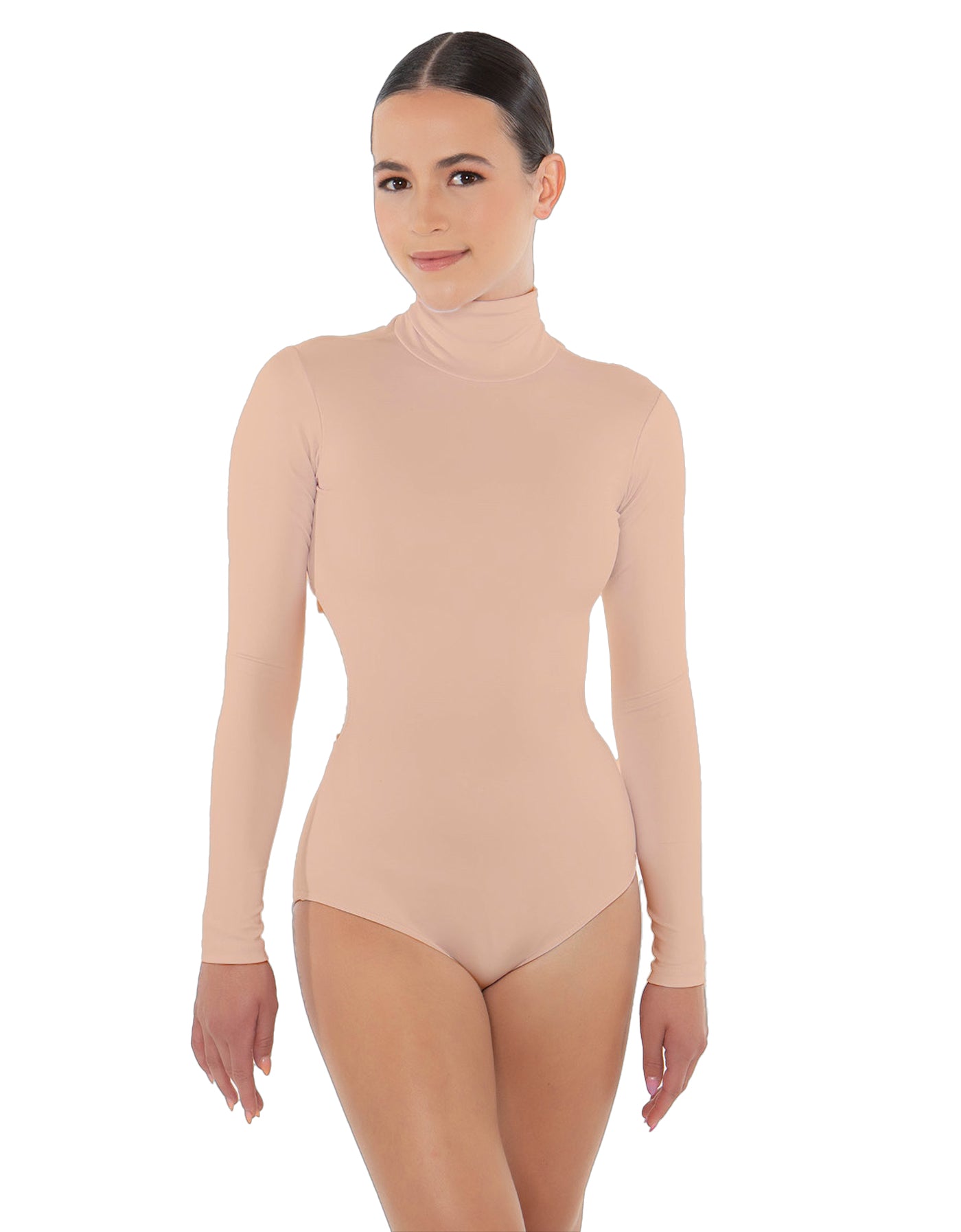 Solid Lycra TNeck LS Leotard Triangle Back