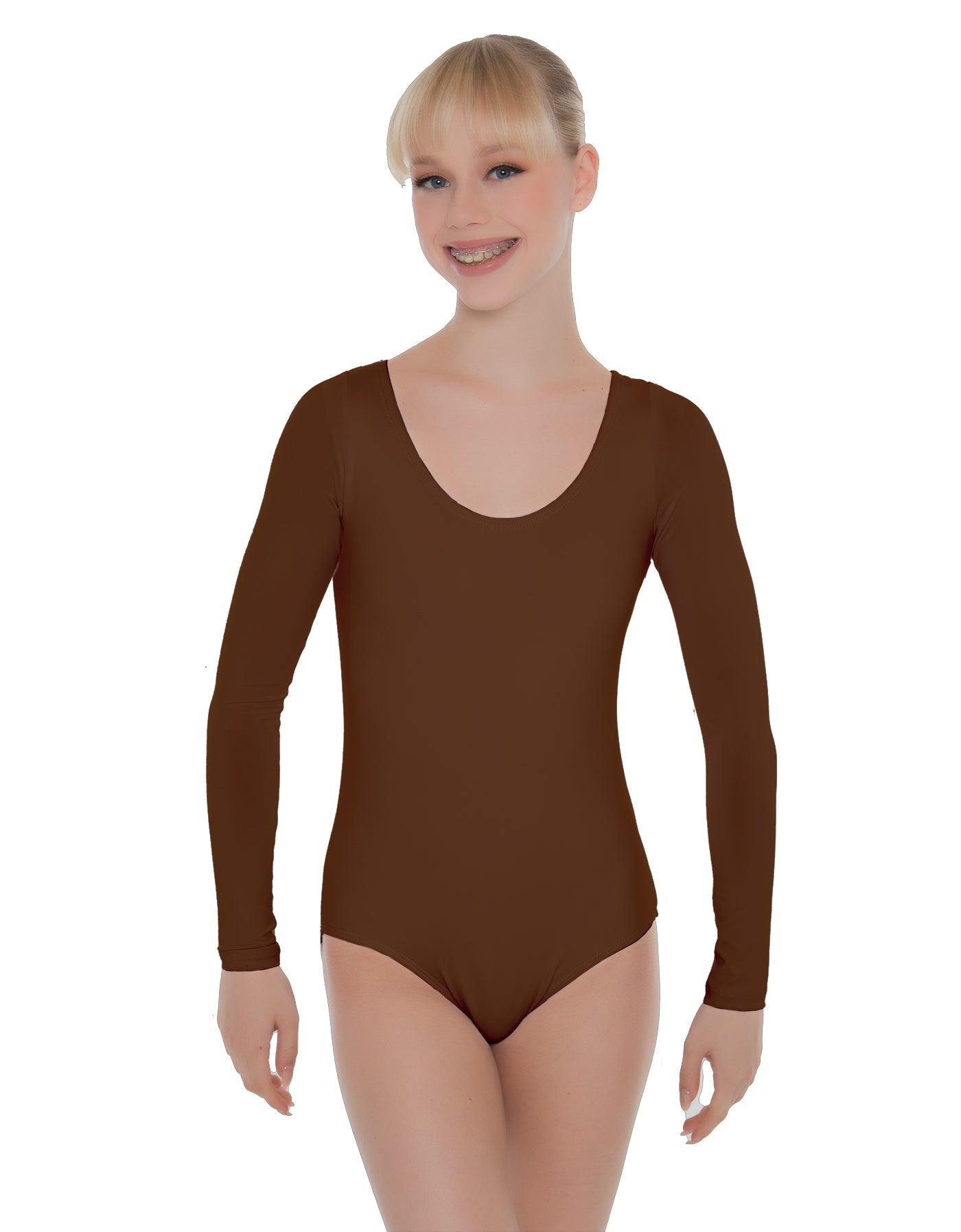 Solid Lycra LS Open Back Leotard