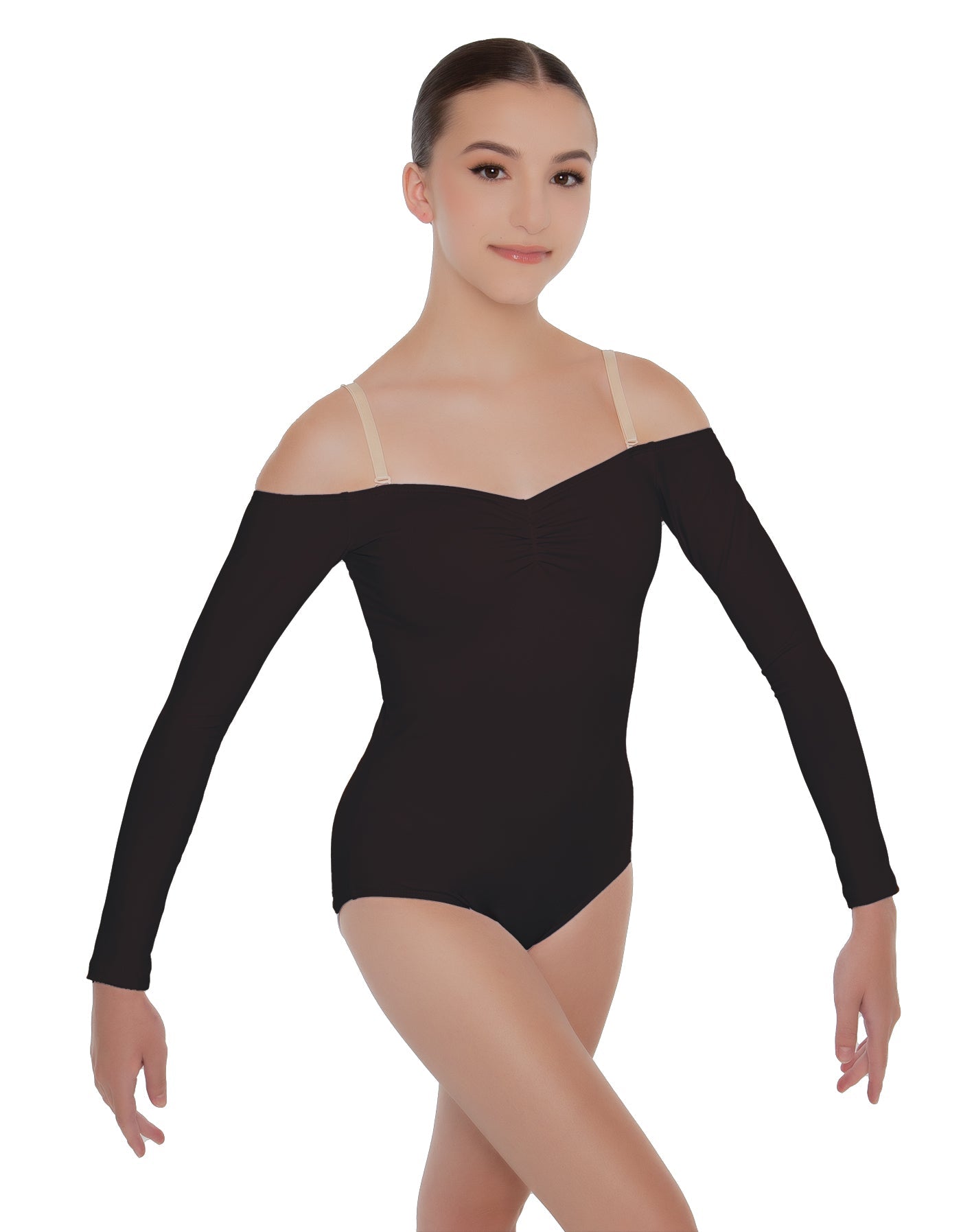 Solid Lycra Off The Shoulder LS Leotard