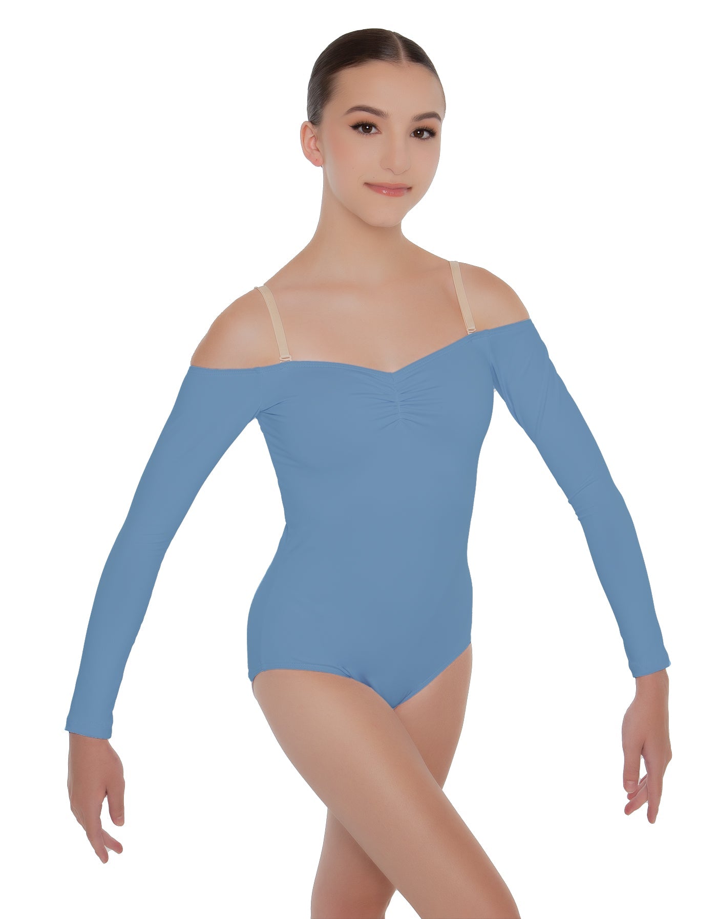 Solid Lycra Off The Shoulder LS Leotard