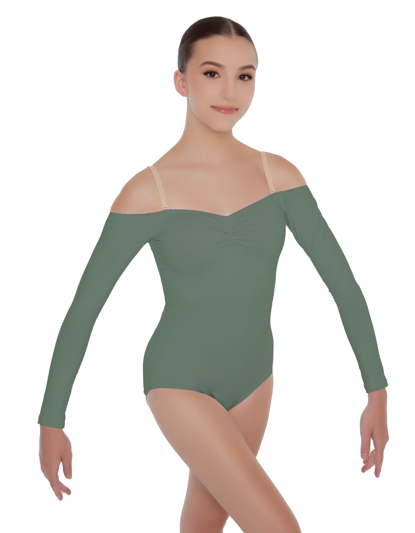 Solid Lycra Off The Shoulder LS Leotard