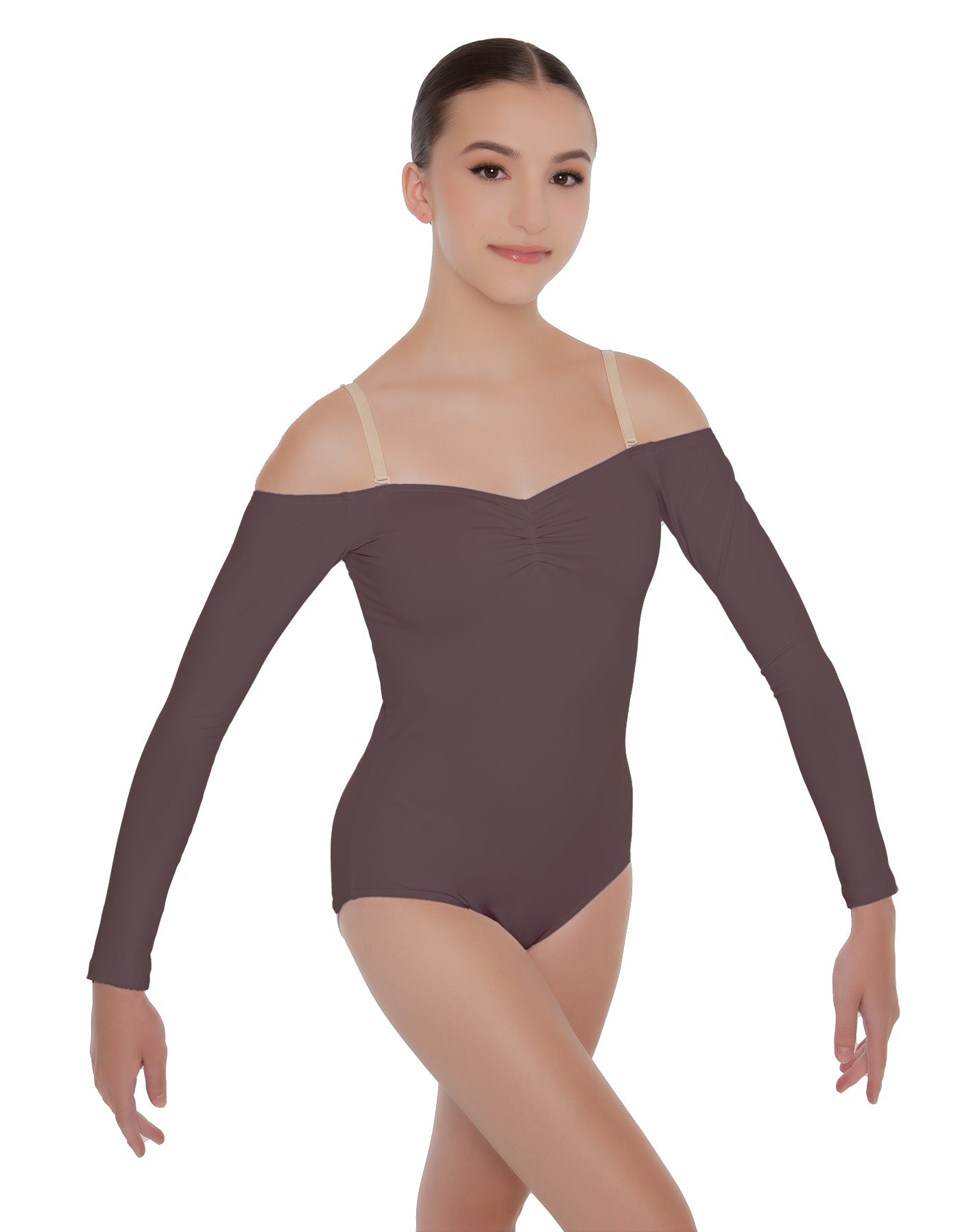 Solid Lycra Off The Shoulder LS Leotard