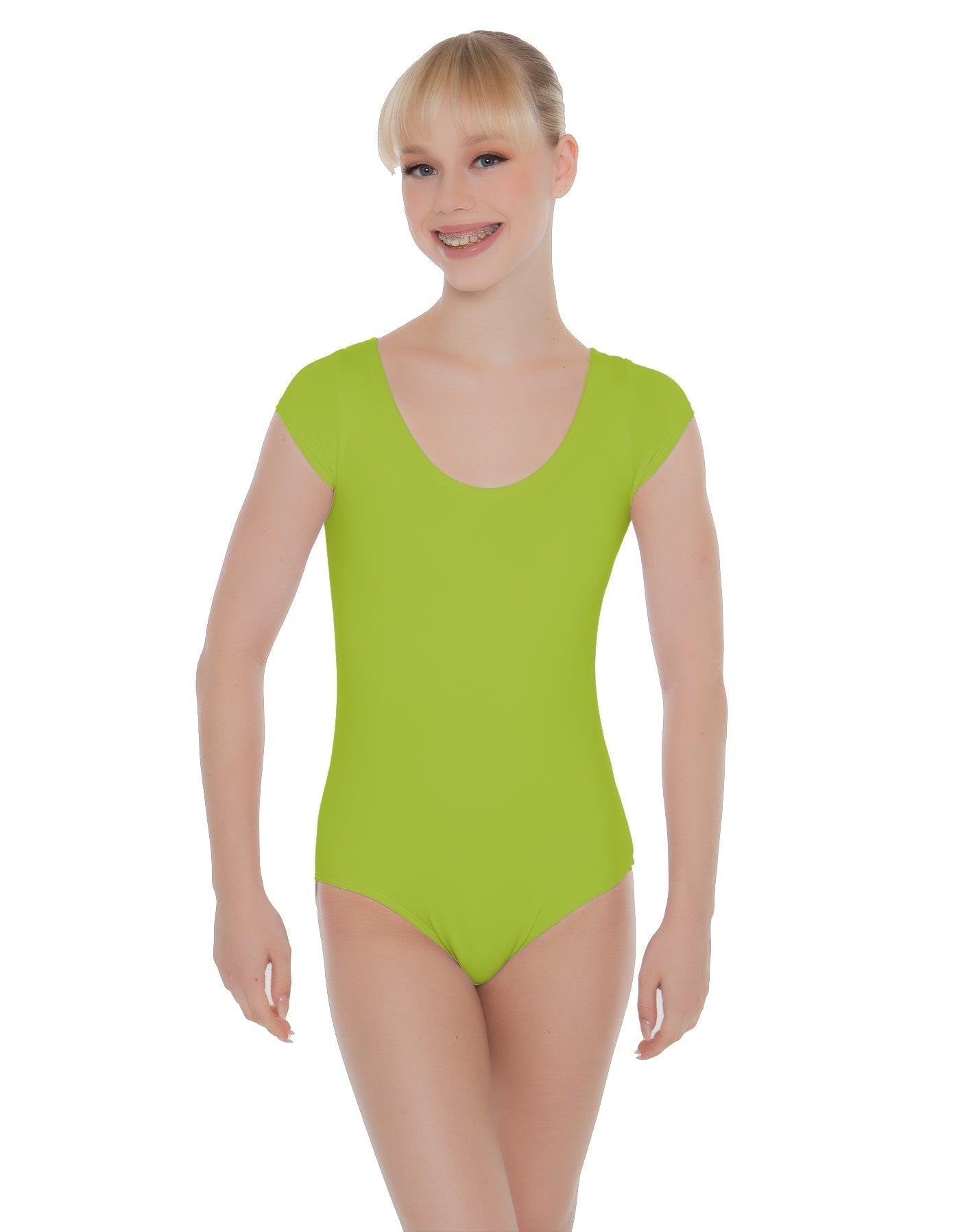 Solid Lycra Cap Sleeve Scoop Neck Open Back Leotard
