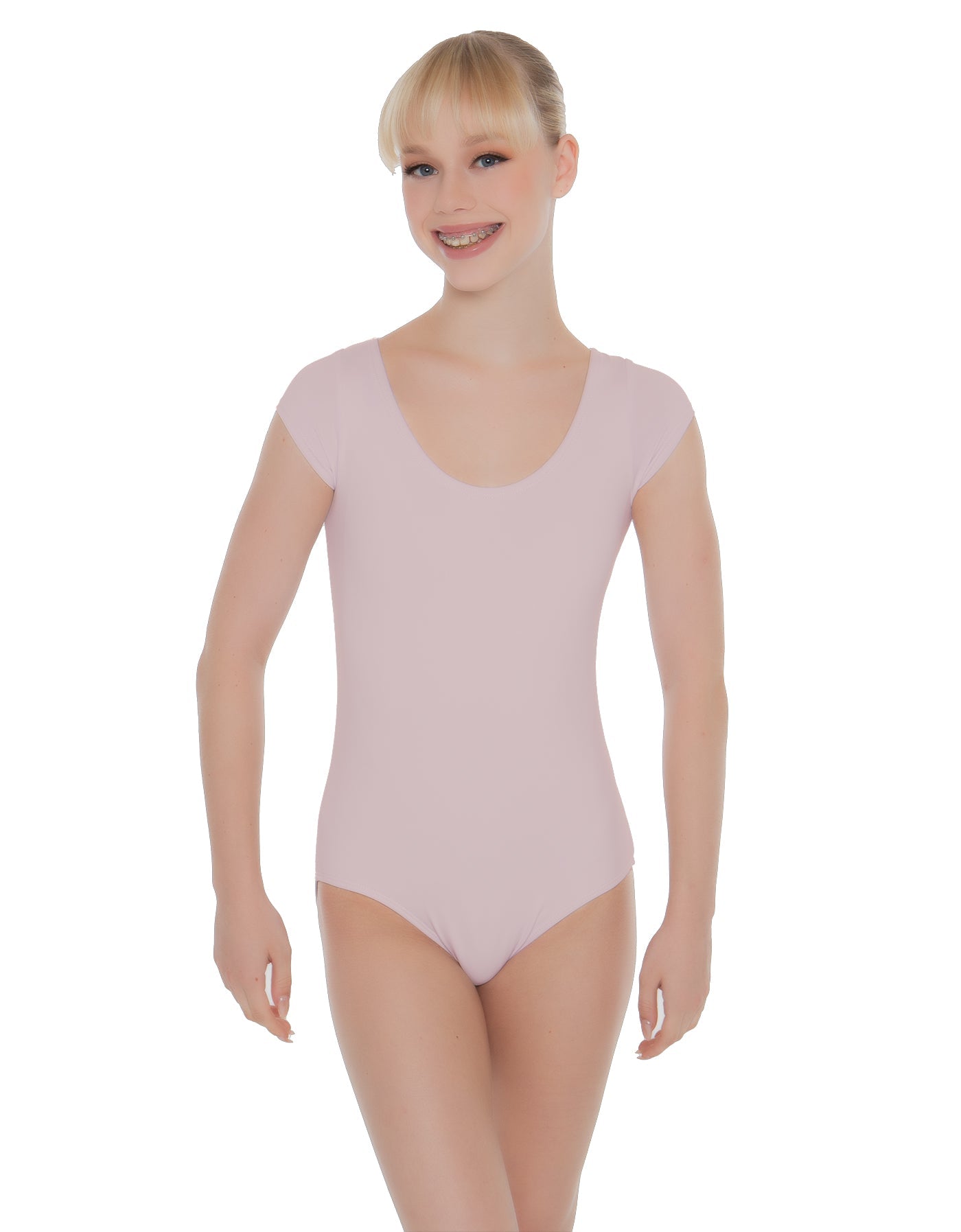 Solid Lycra Cap Sleeve Scoop Neck Open Back Leotard