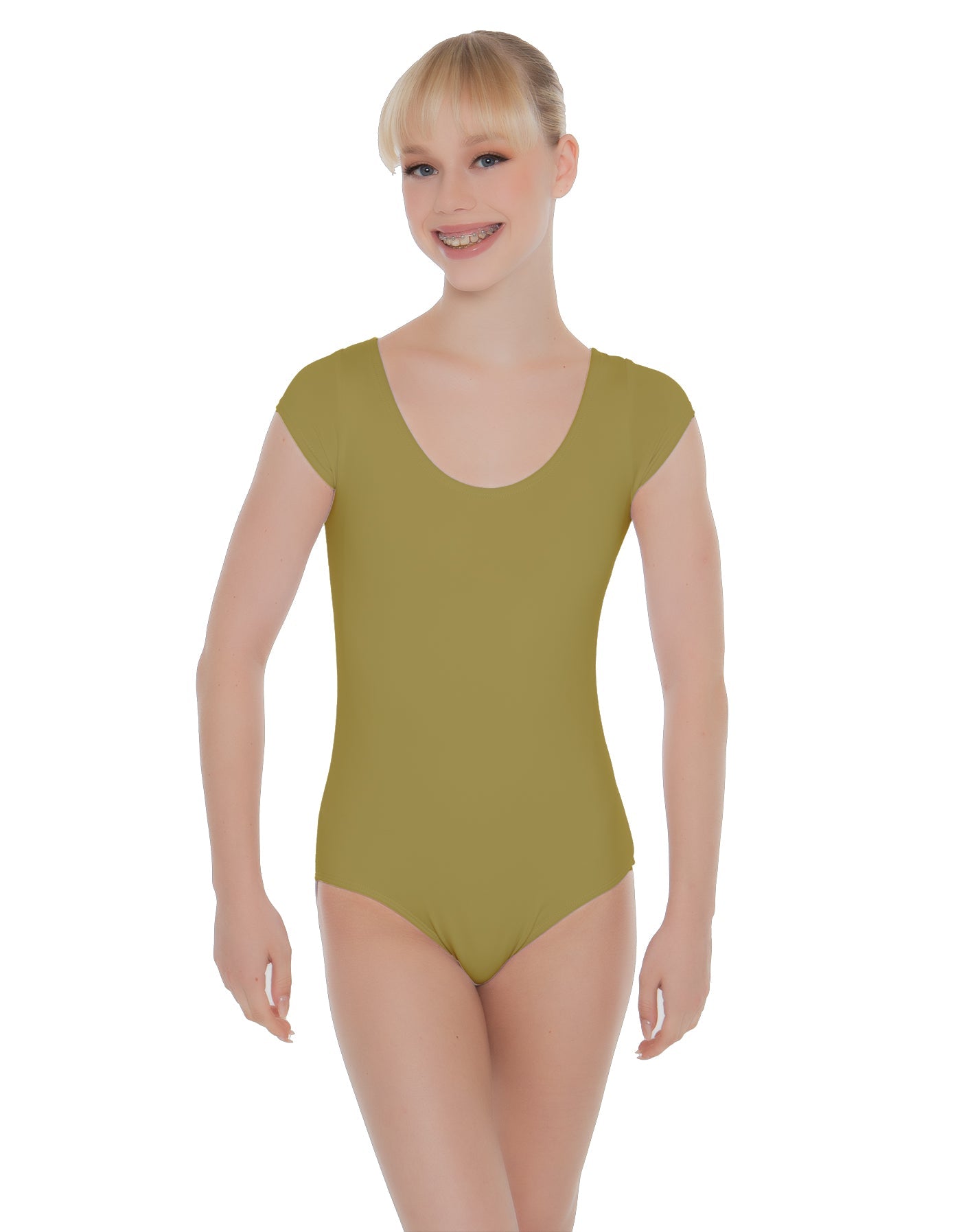 Solid Lycra Cap Sleeve Scoop Neck Open Back Leotard
