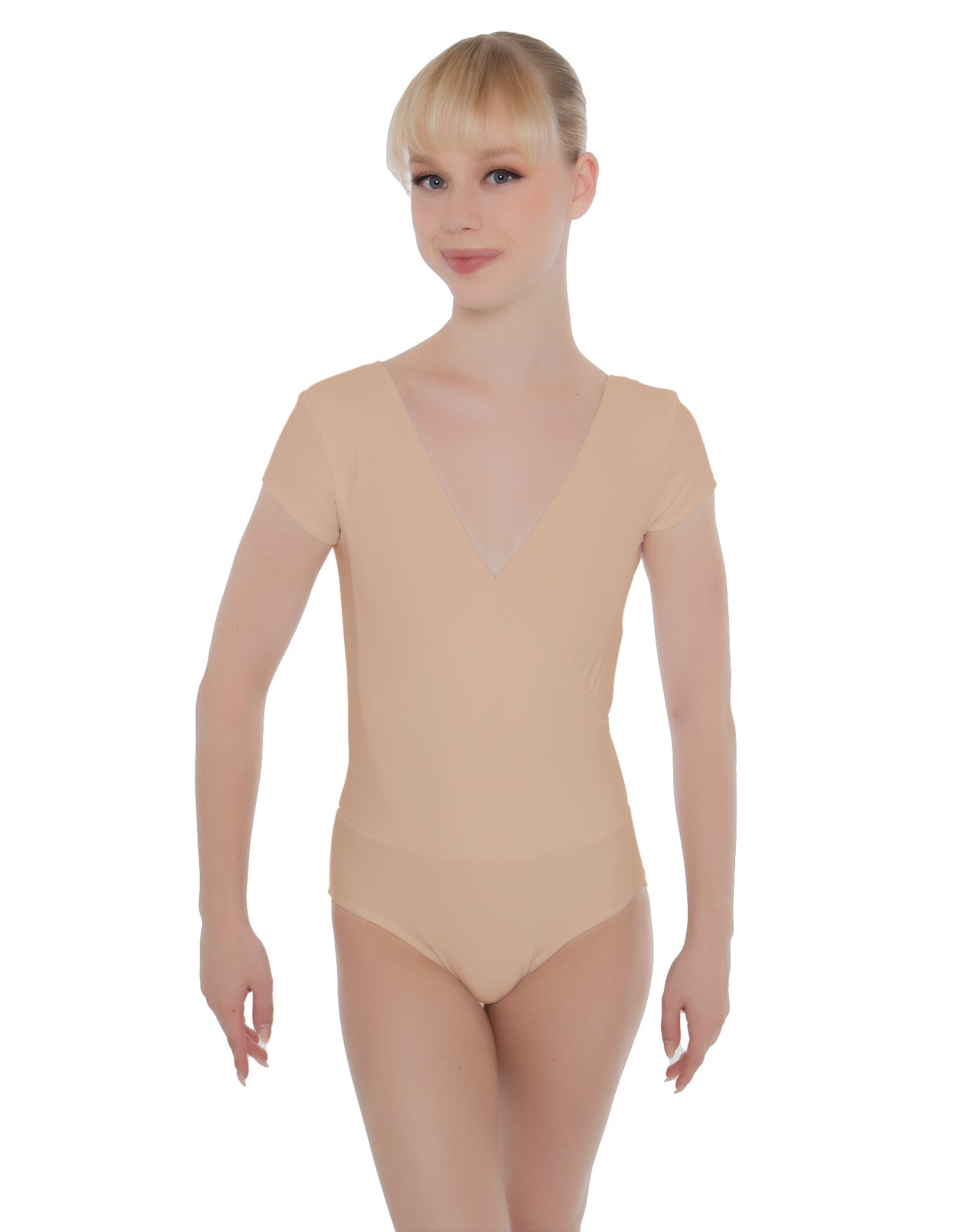 Solid Lycra Cap Sleeve Crossover Leotard