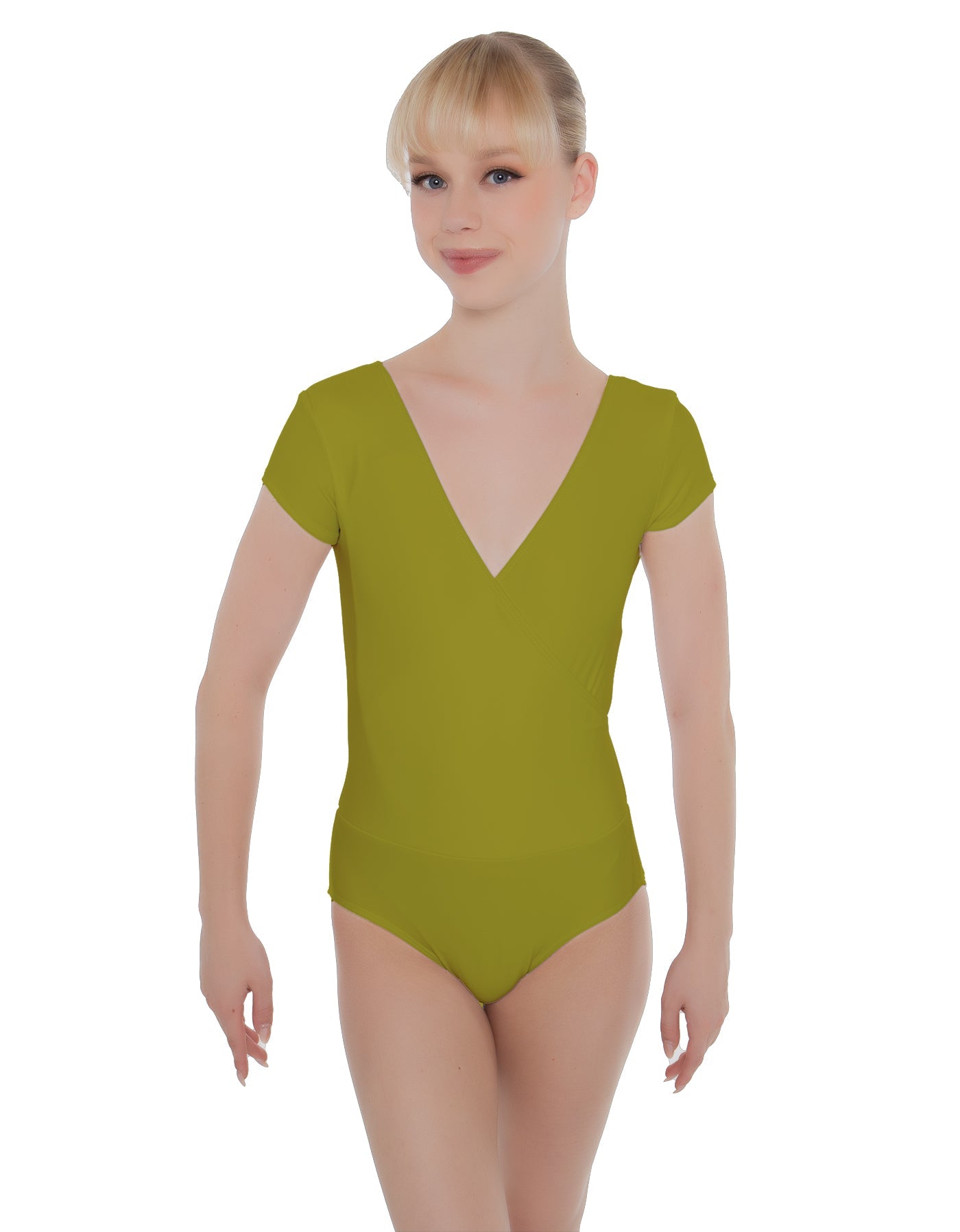 Solid Lycra Cap Sleeve Crossover Leotard