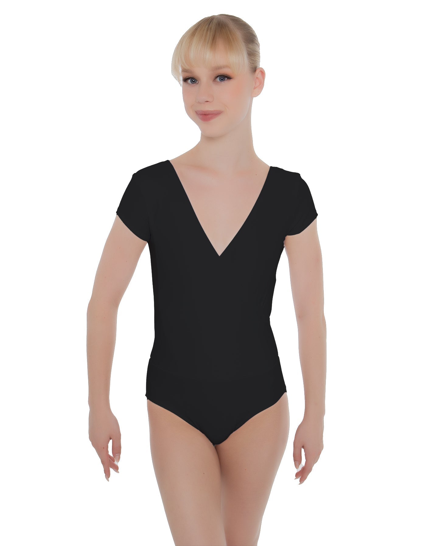 Solid Lycra Cap Sleeve Crossover Leotard