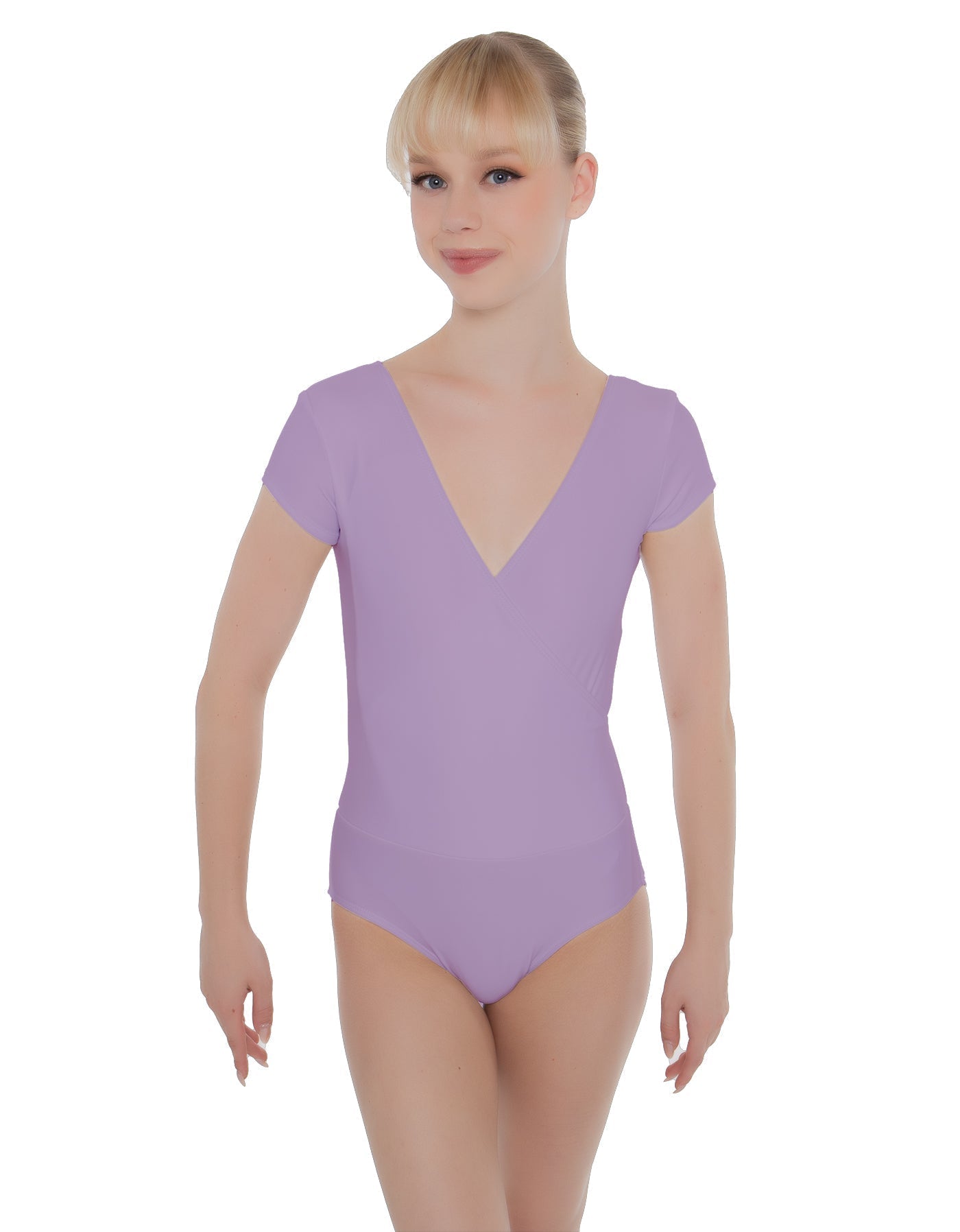 Solid Lycra Cap Sleeve Crossover Leotard
