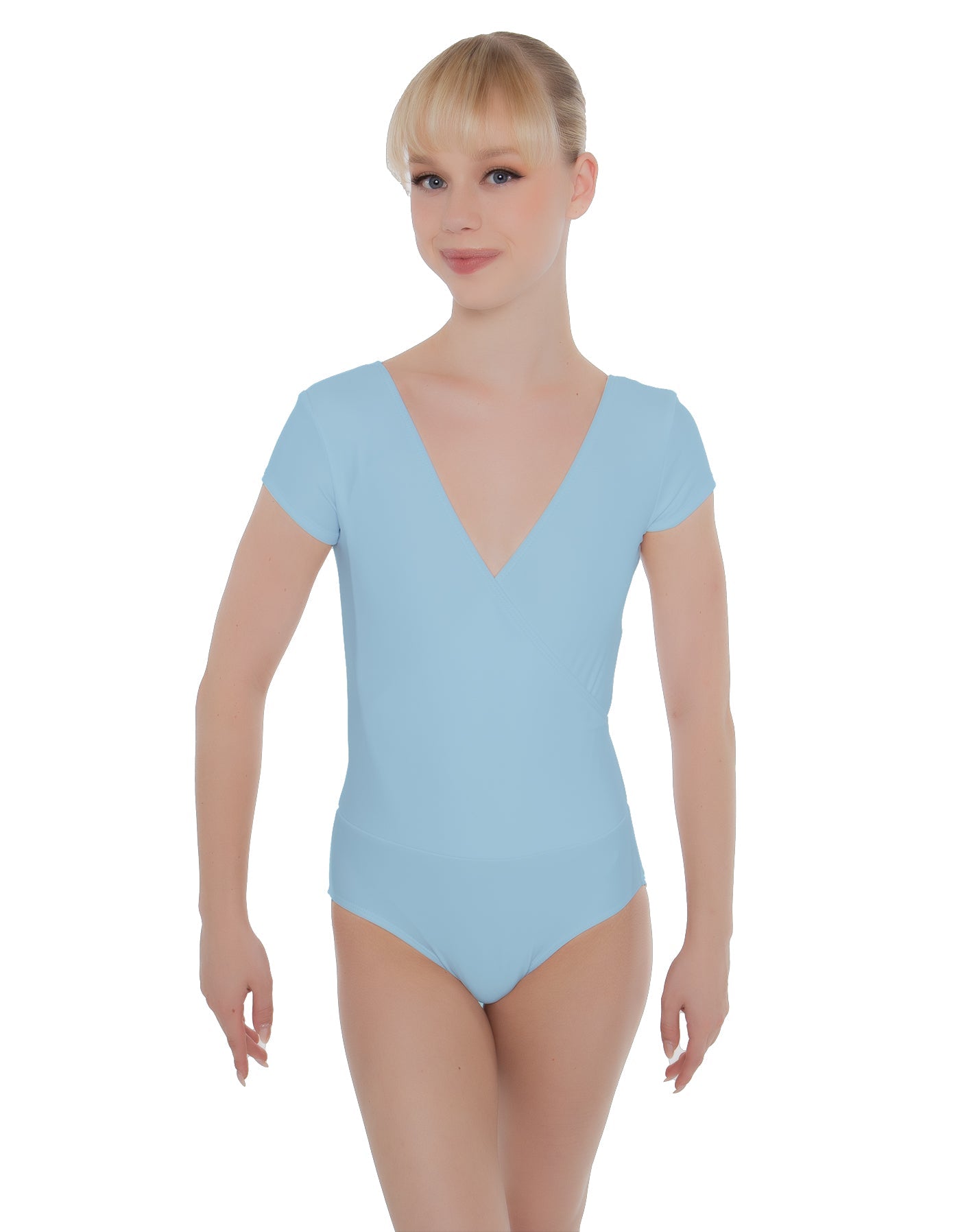 Solid Lycra Cap Sleeve Crossover Leotard