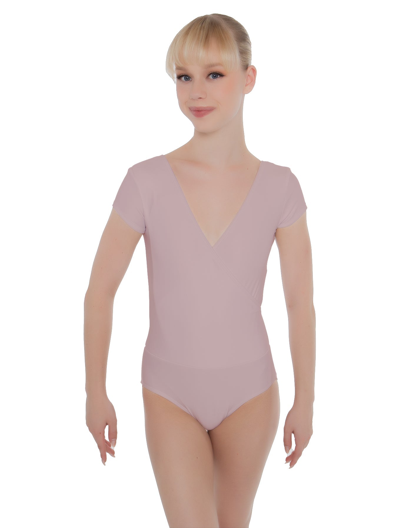 Solid Lycra Cap Sleeve Crossover Leotard