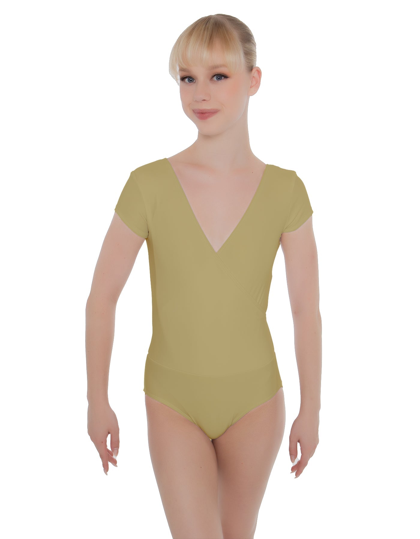 Solid Lycra Cap Sleeve Crossover Leotard