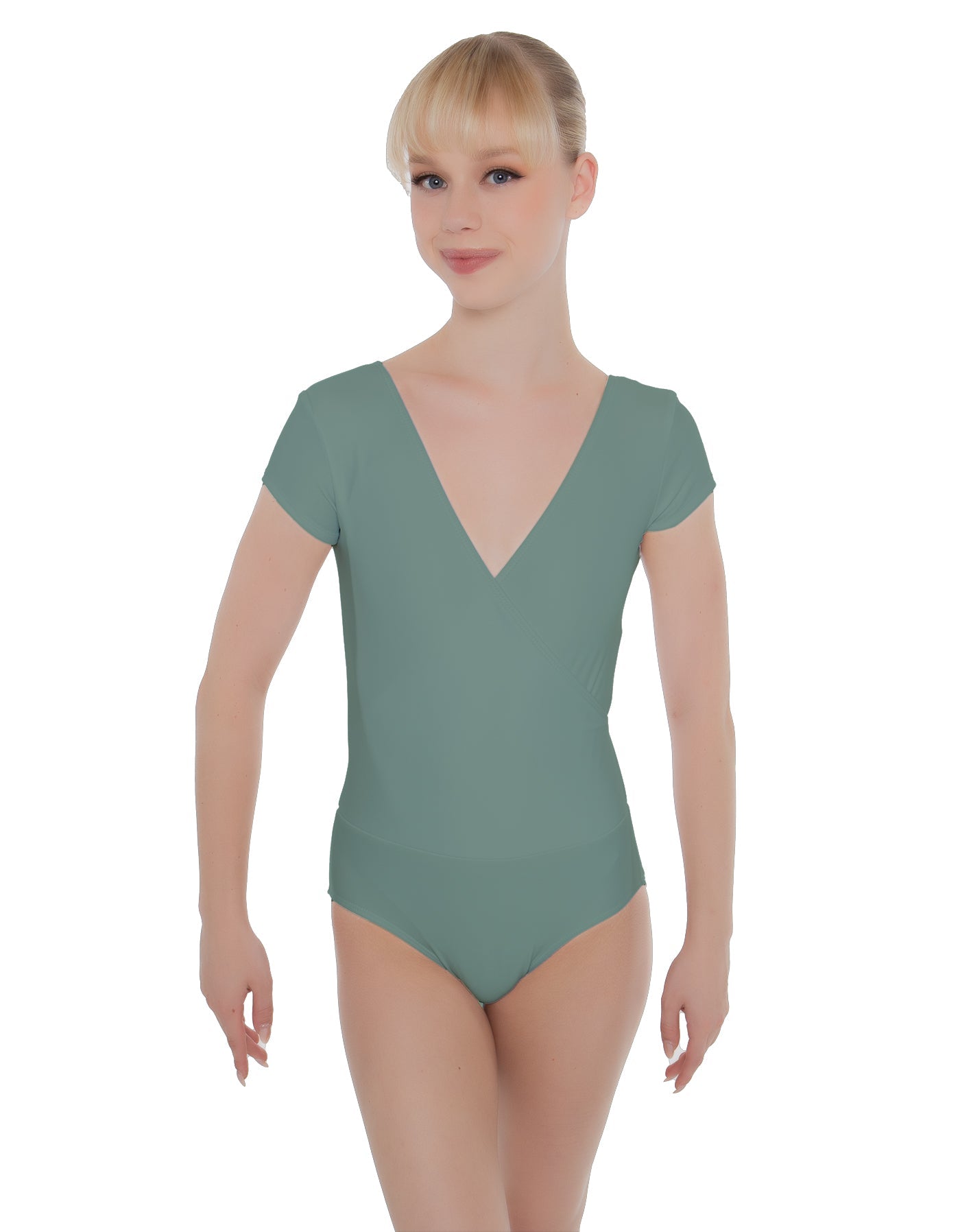 Solid Lycra Cap Sleeve Crossover Leotard