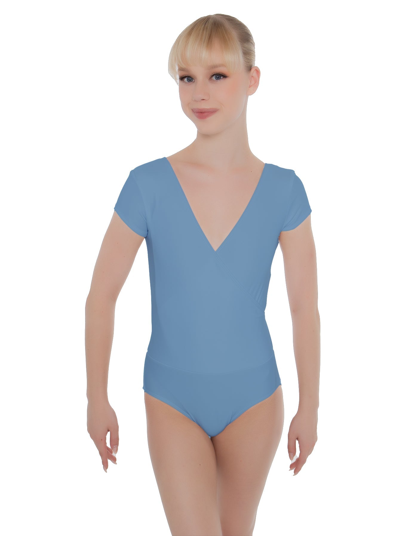 Solid Lycra Cap Sleeve Crossover Leotard