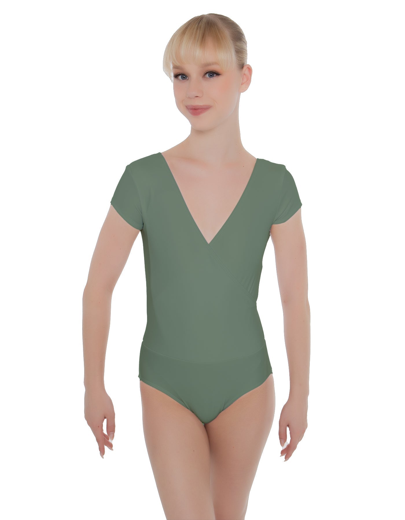 Solid Lycra Cap Sleeve Crossover Leotard