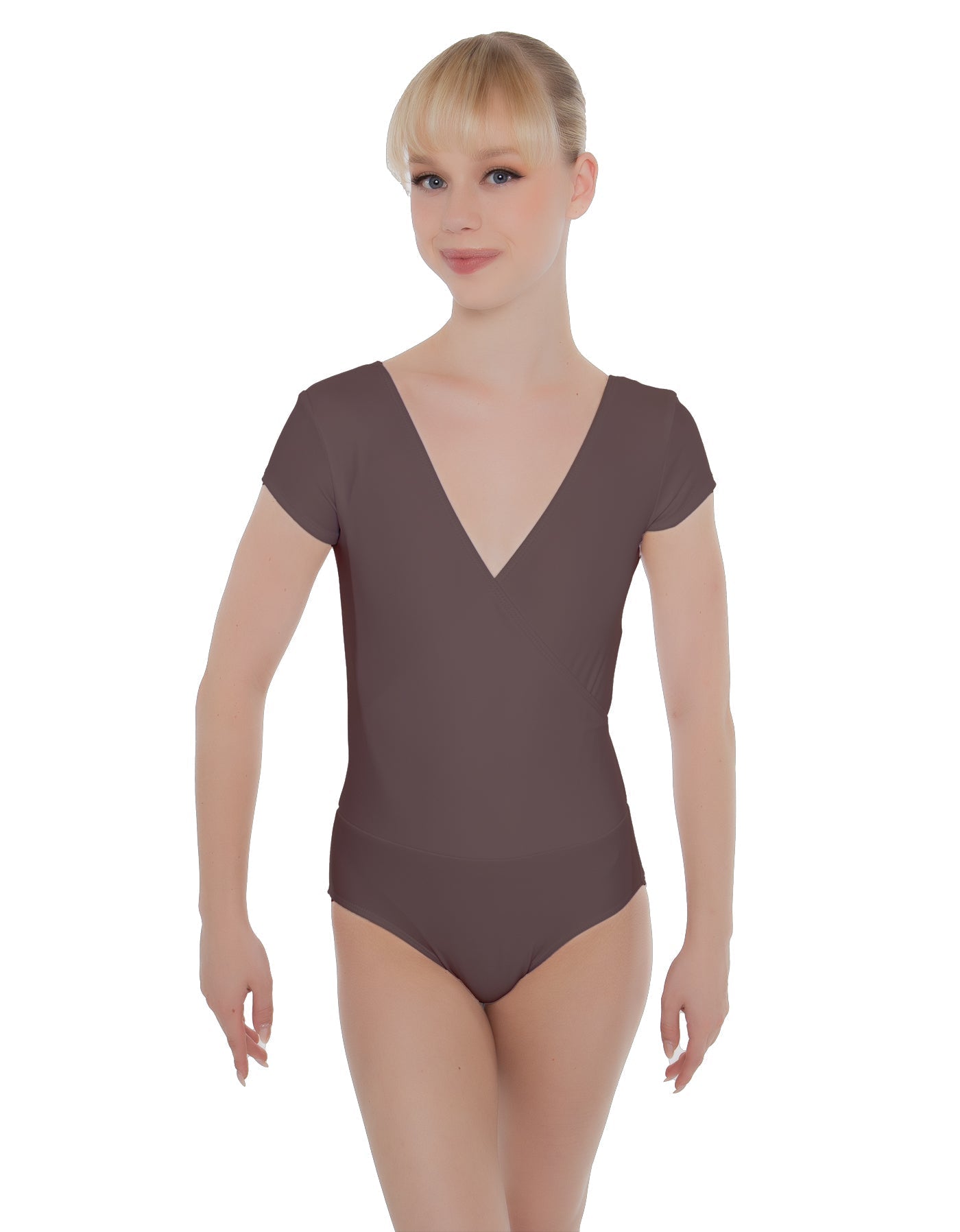 Solid Lycra Cap Sleeve Crossover Leotard