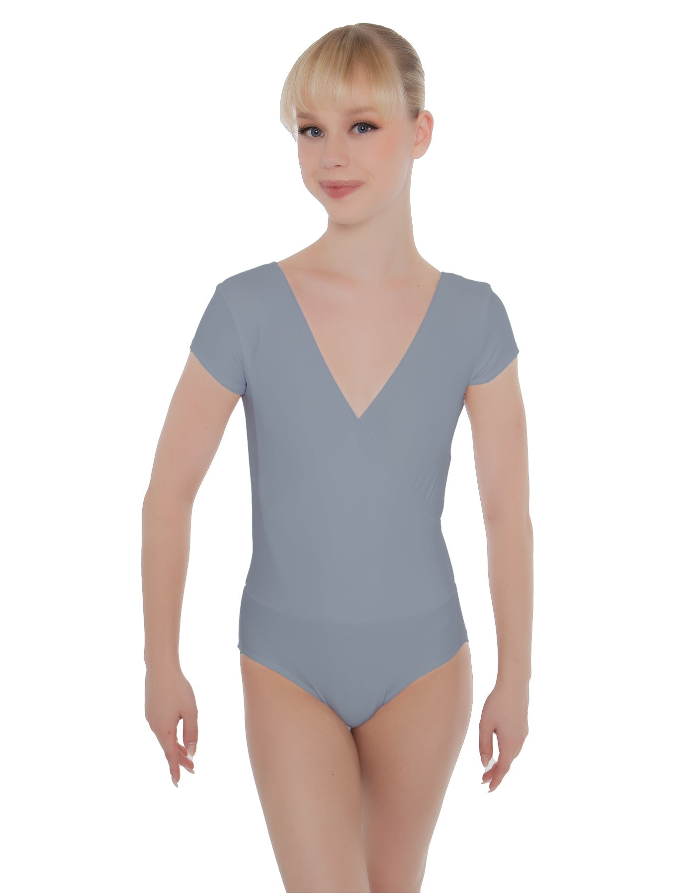 Solid Lycra Cap Sleeve Crossover Leotard