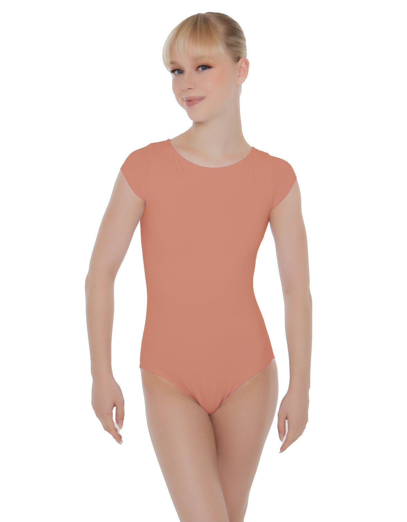 Solid Lycra Cap Sleeve Open Bow Back Leotard
