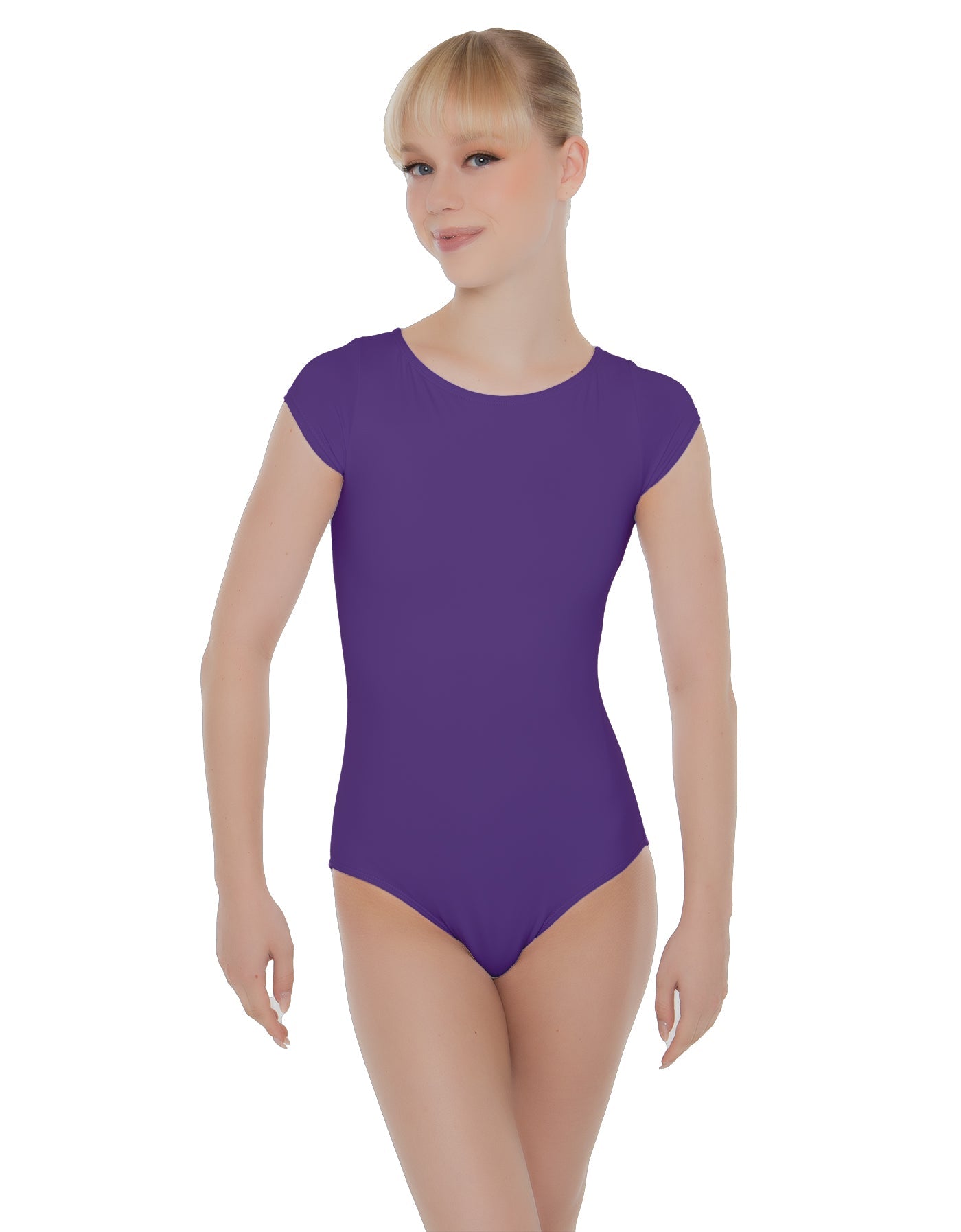 Solid Lycra Cap Sleeve Open Bow Back Leotard