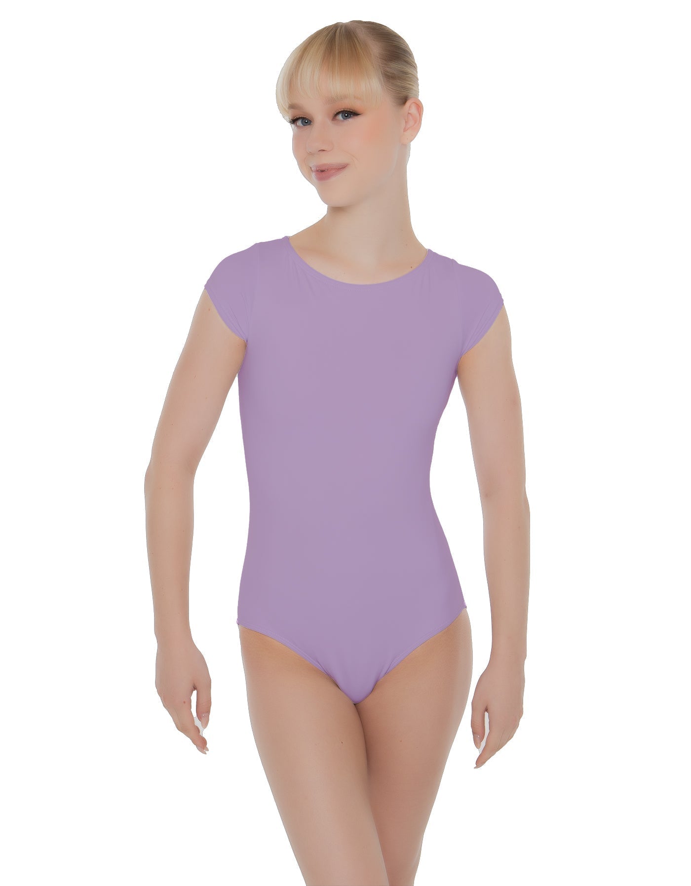 Solid Lycra Cap Sleeve Open Bow Back Leotard