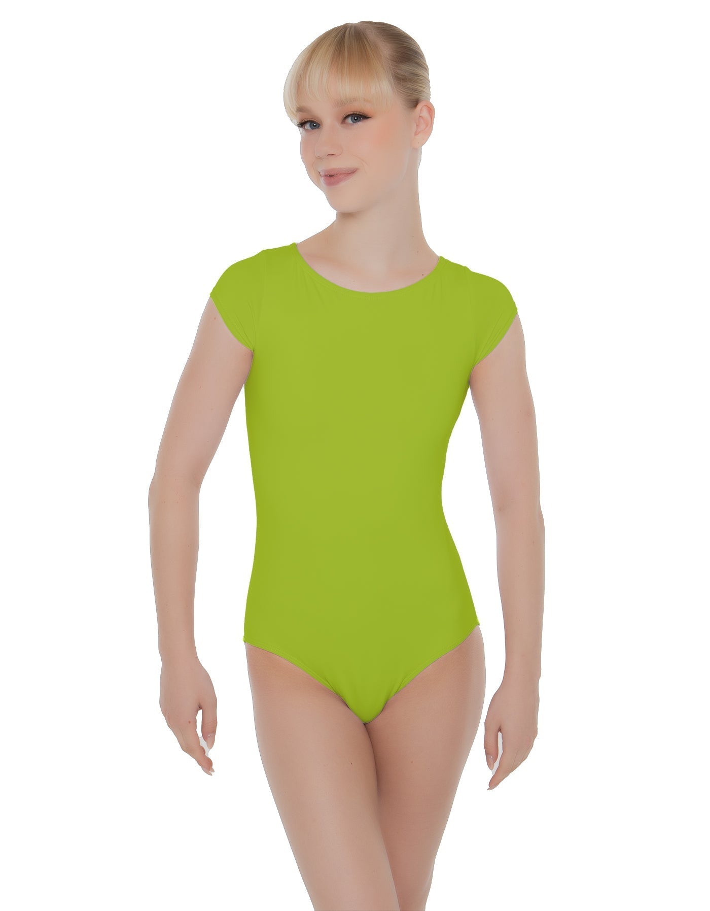 Solid Lycra Cap Sleeve Open Bow Back Leotard