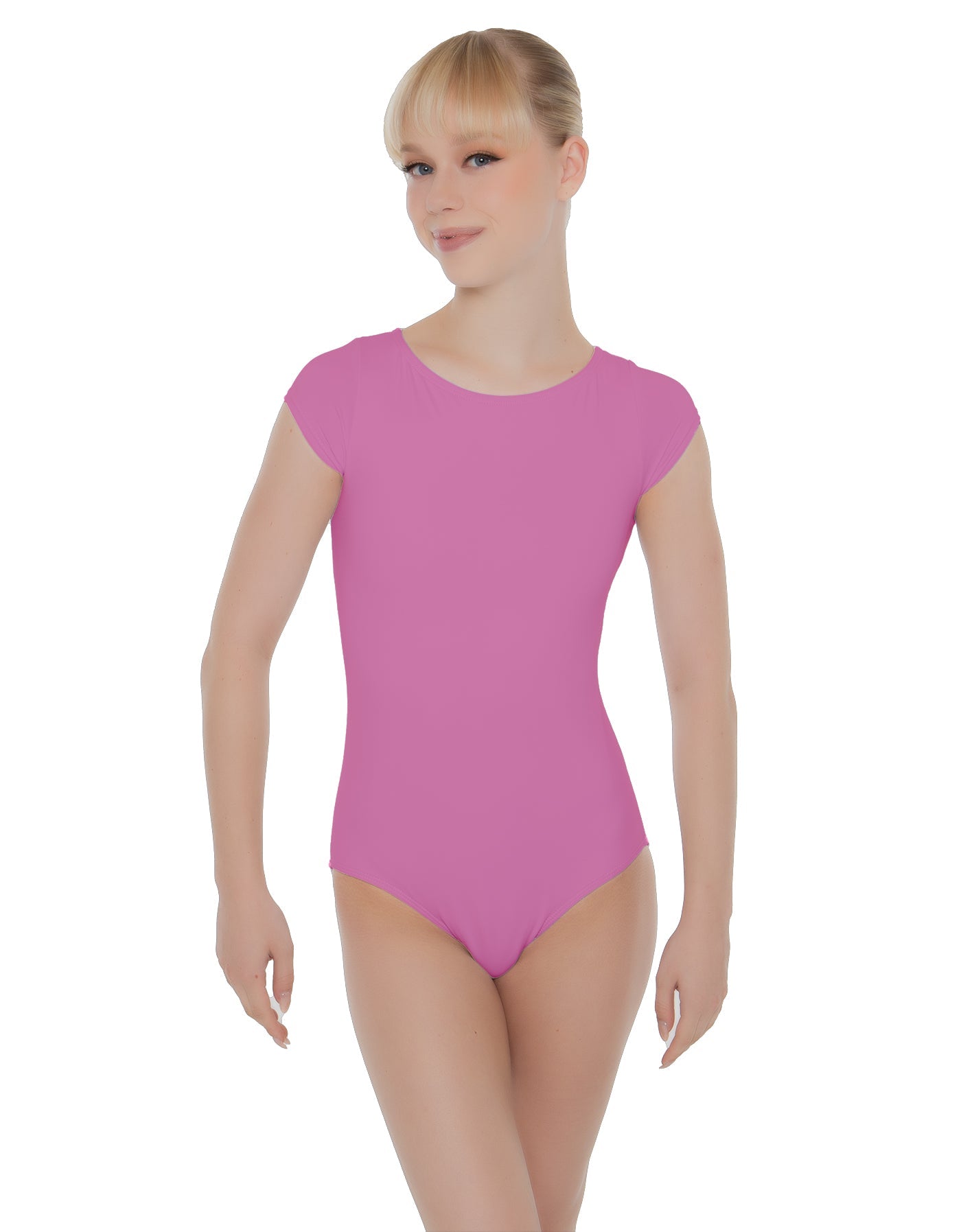 Solid Lycra Cap Sleeve Open Bow Back Leotard