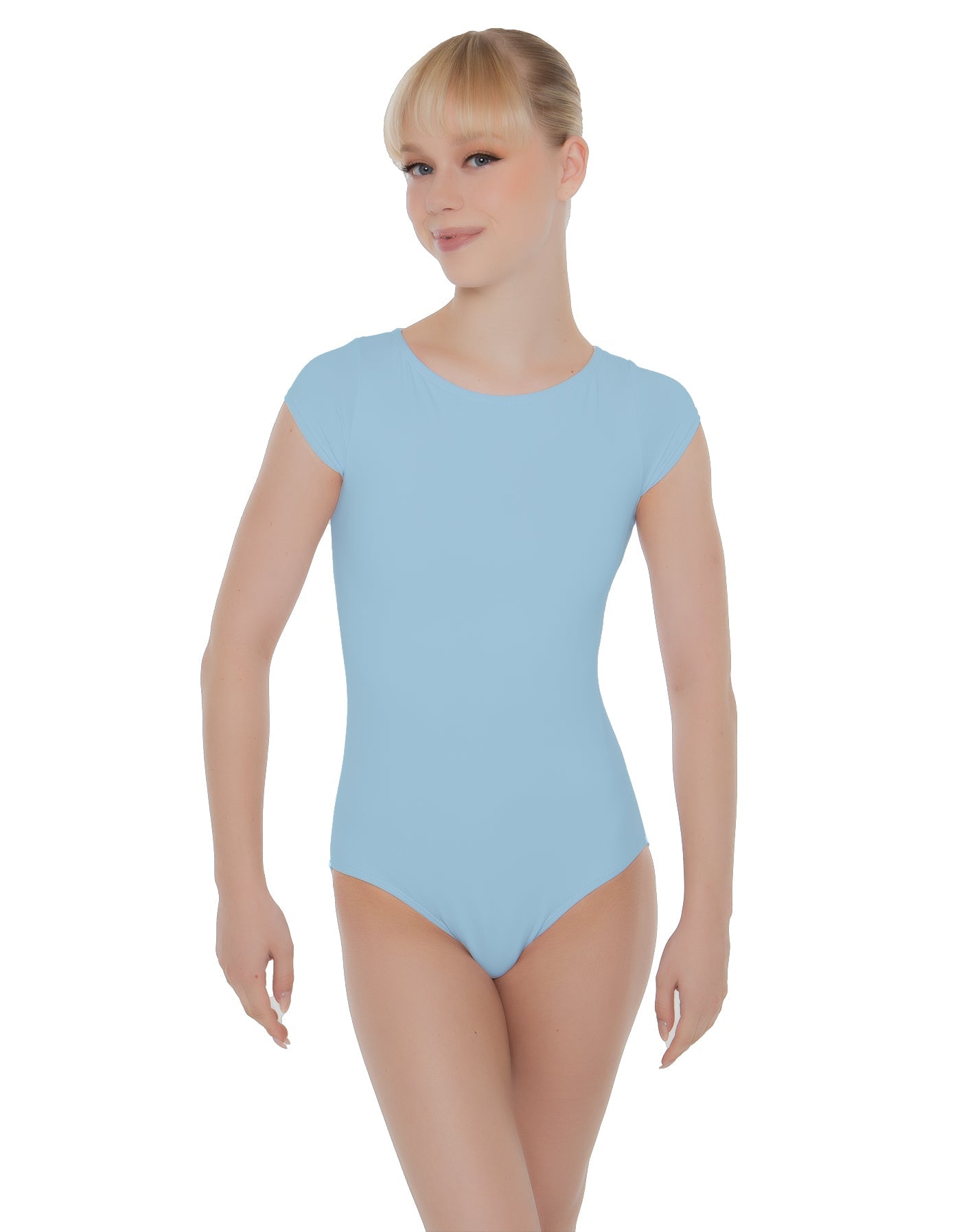 Solid Lycra Cap Sleeve Open Bow Back Leotard