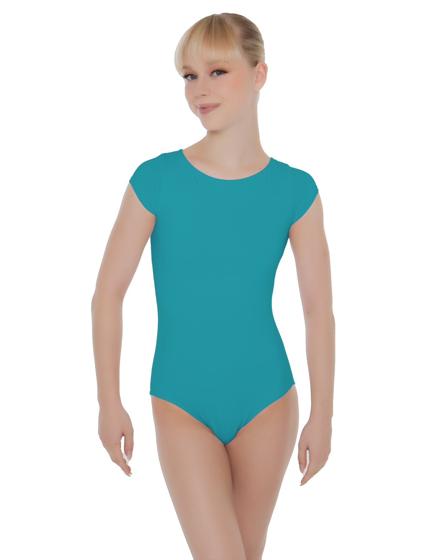 Solid Lycra Cap Sleeve Open Bow Back Leotard