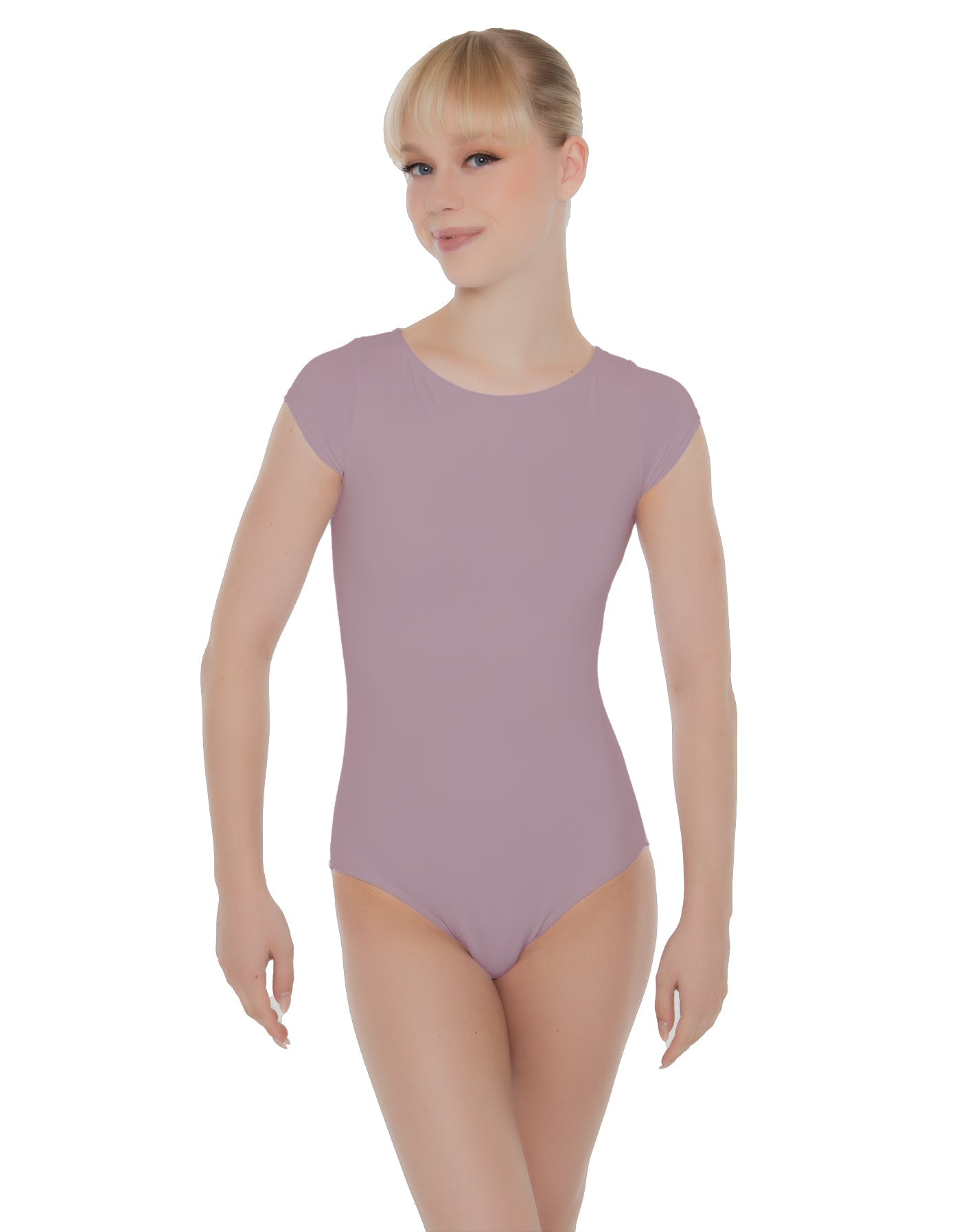 Solid Lycra Cap Sleeve Open Bow Back Leotard