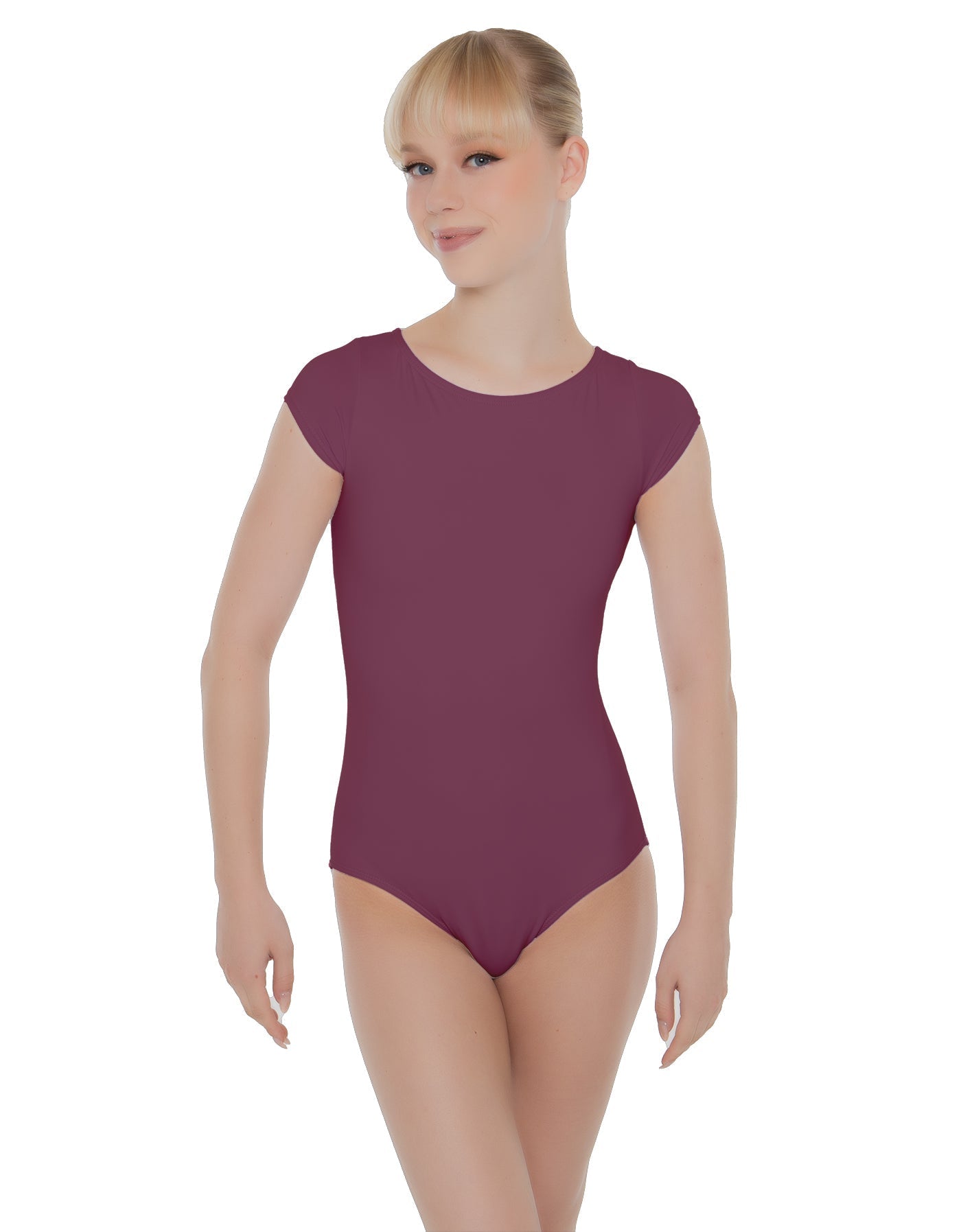 Solid Lycra Cap Sleeve Open Bow Back Leotard